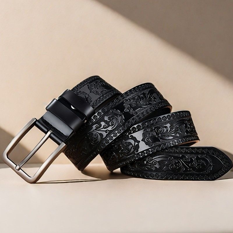 Vintage Genuine Leather Men's Belt with Alloy Buckle Size ONE SIZE - 4 Thumbnail