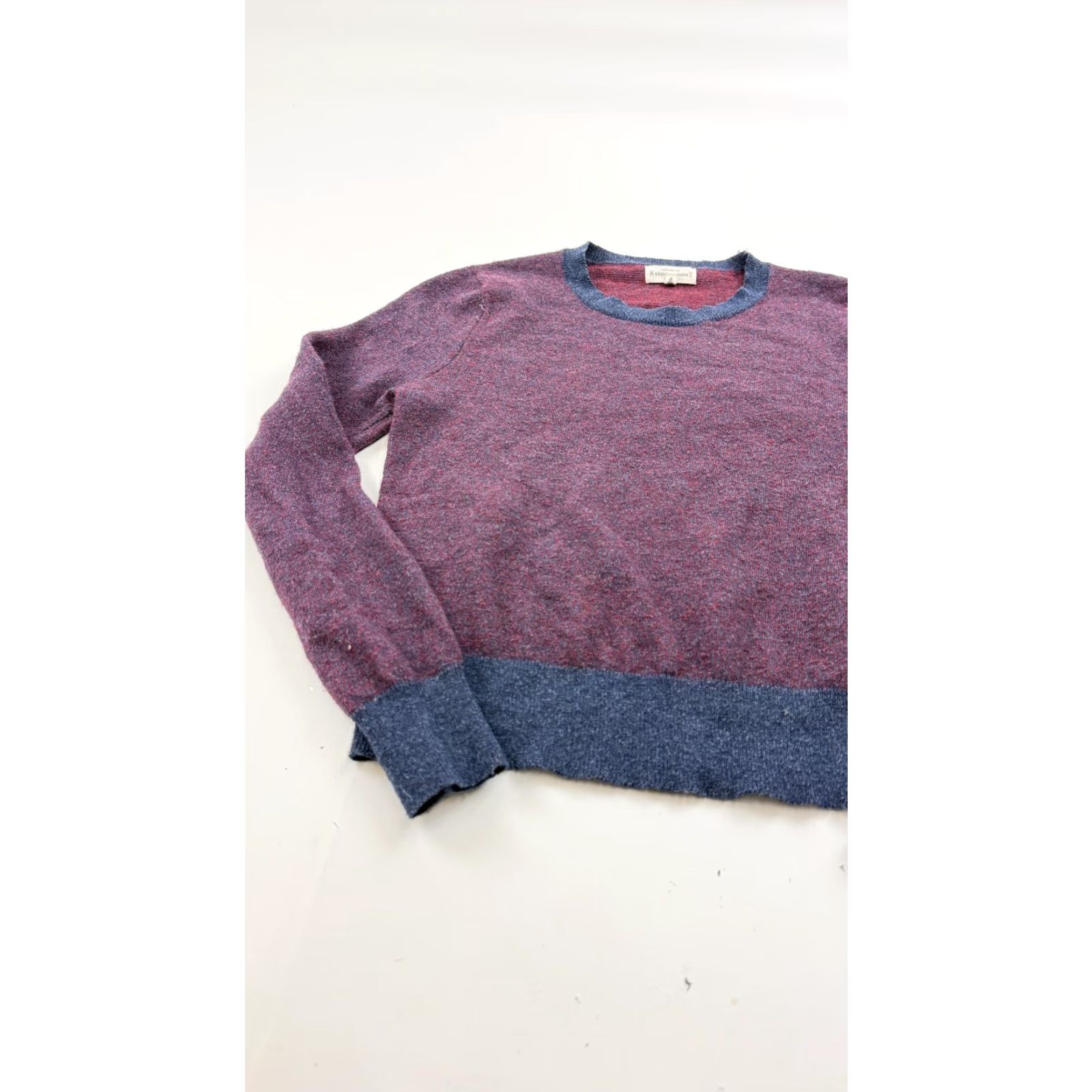 Vintage Bridge & Burn Sweater Women Small Heathered Purple Navy Crew Neck Knit Pullover Womens Size S / US 4 / IT 40 - 3 Thumbnail