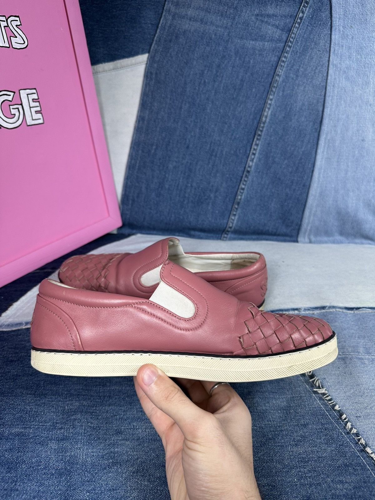 Bottega Veneta Bottega Veneta Intrecciato Slip-On Sneakers Pink Size US 8.5 / IT 38.5 - 16 Thumbnail