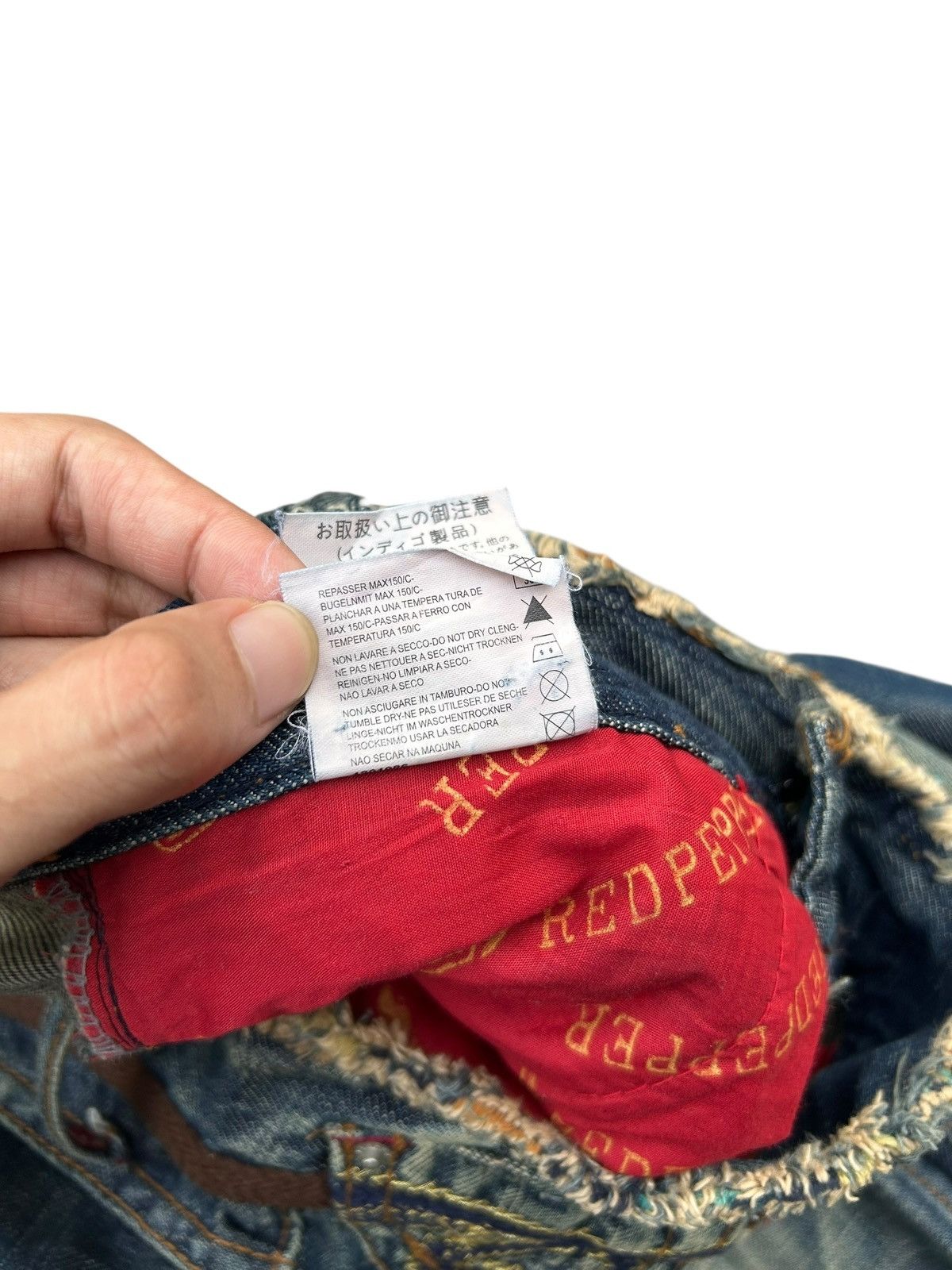 If Six Was Nine × KMRii × Le Grande Bleu (L.G.B.) ☠️ Red Papper Japanese Punk Rusty Faded Denim Jeans Lowrise Size US 30 / EU 46 - 11 Thumbnail