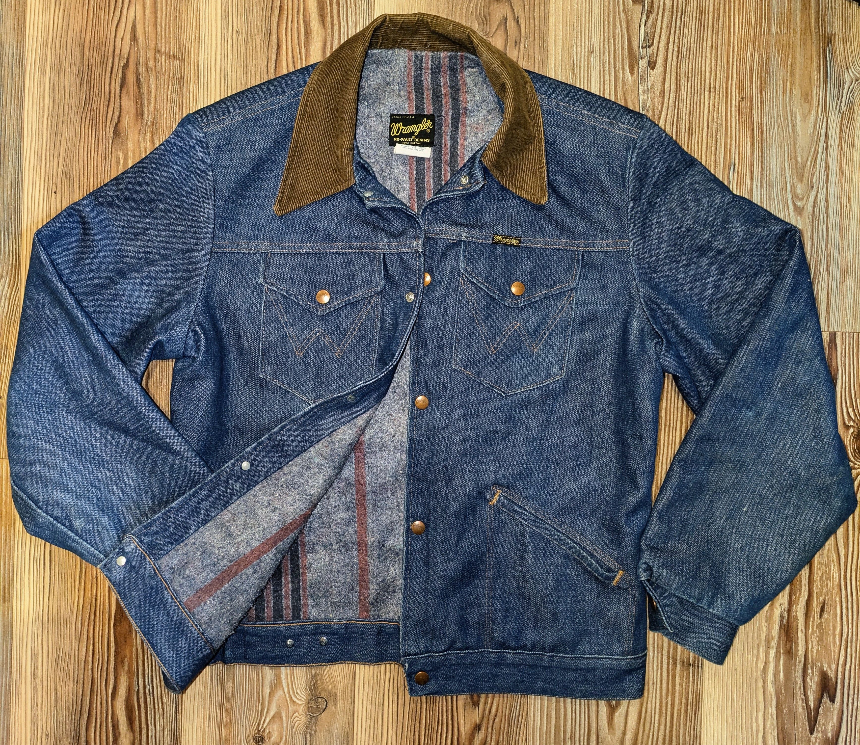 Vintage 1980's Wrangler Storm Rider Lined Denim Jacket Size US L / EU 52-54 / 3 - 2 Thumbnail