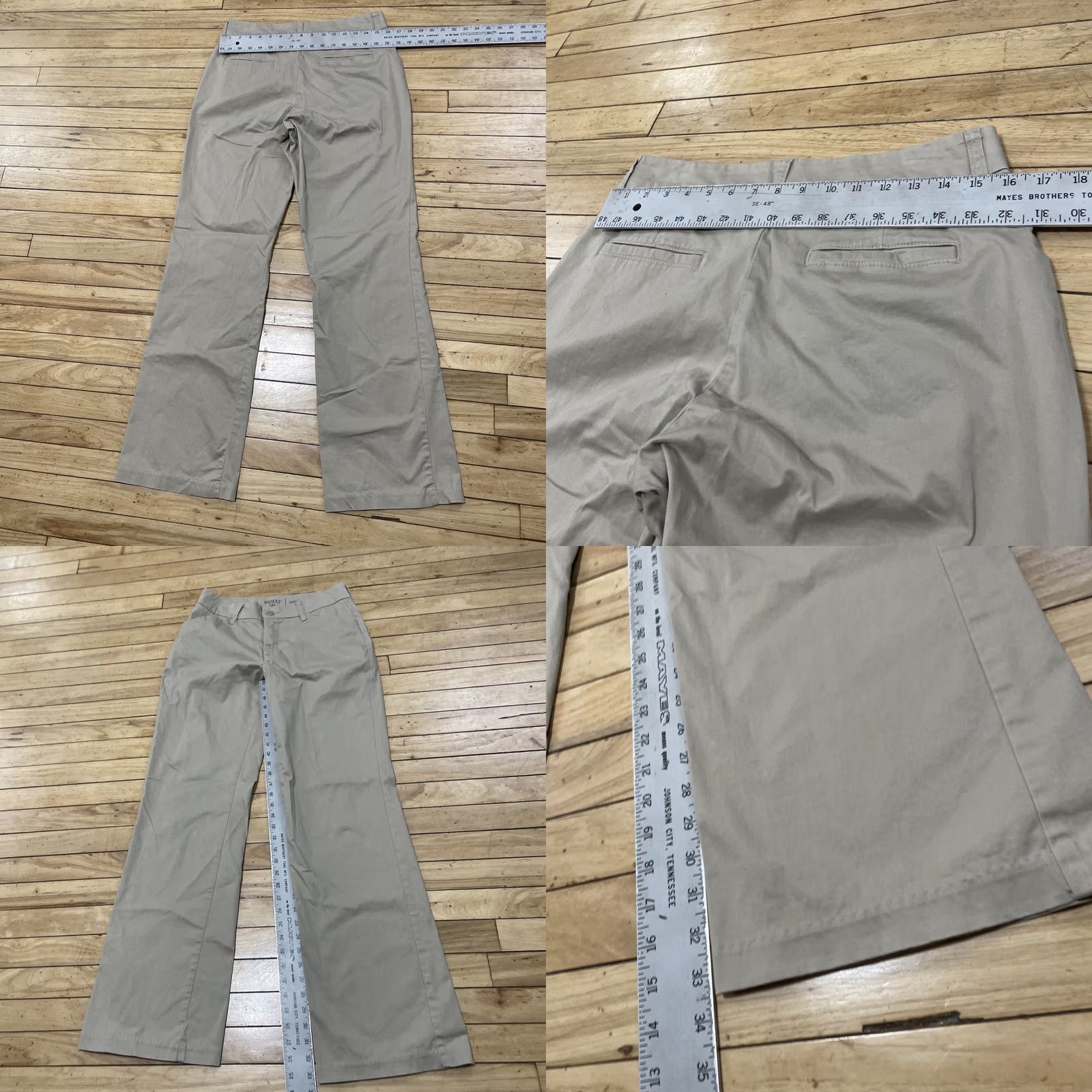 Vintage VINTAGE RIDERS Lee Curvy Flare Trouser Pants Women 12/L Bootcut Khaki Stretch 12 32x34 Size 34" / US 12 / IT 48 - 8 Thumbnail