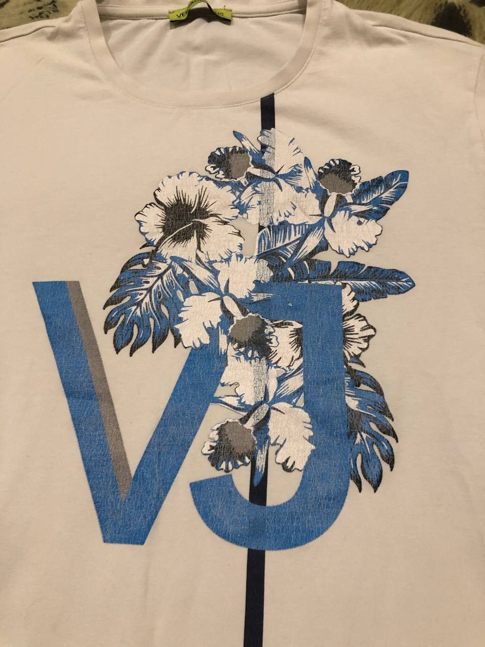 Versace Jeans Couture Versace Jeans White Logo Rubber Print Cotton T-Shirt Size US L / EU 52-54 / 3 - 5 Thumbnail
