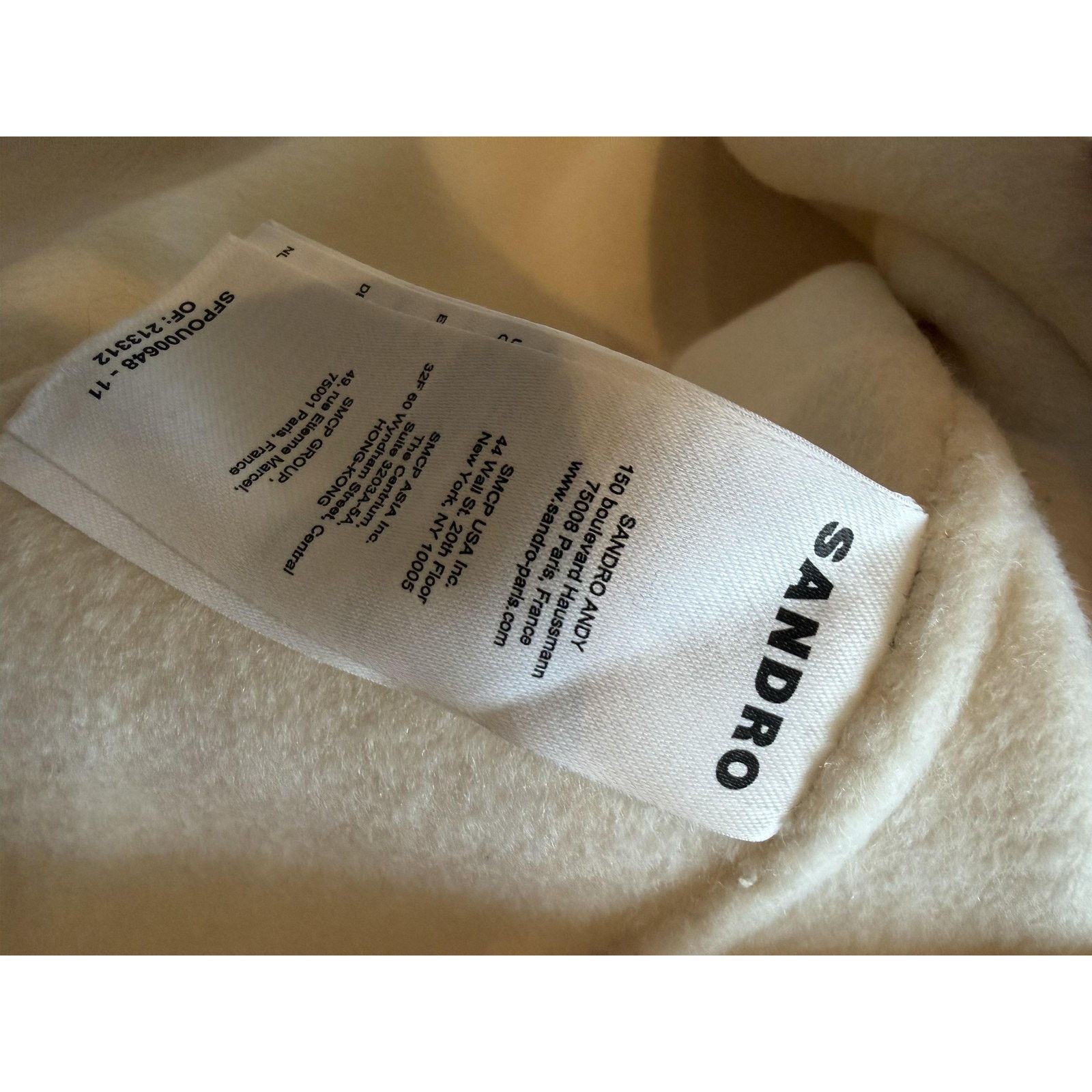 Sandro Sandro Womens Wrap Scarf Collar Long Overcoat 42 White Size M / US 6-8 / IT 42-44 - 11 Thumbnail