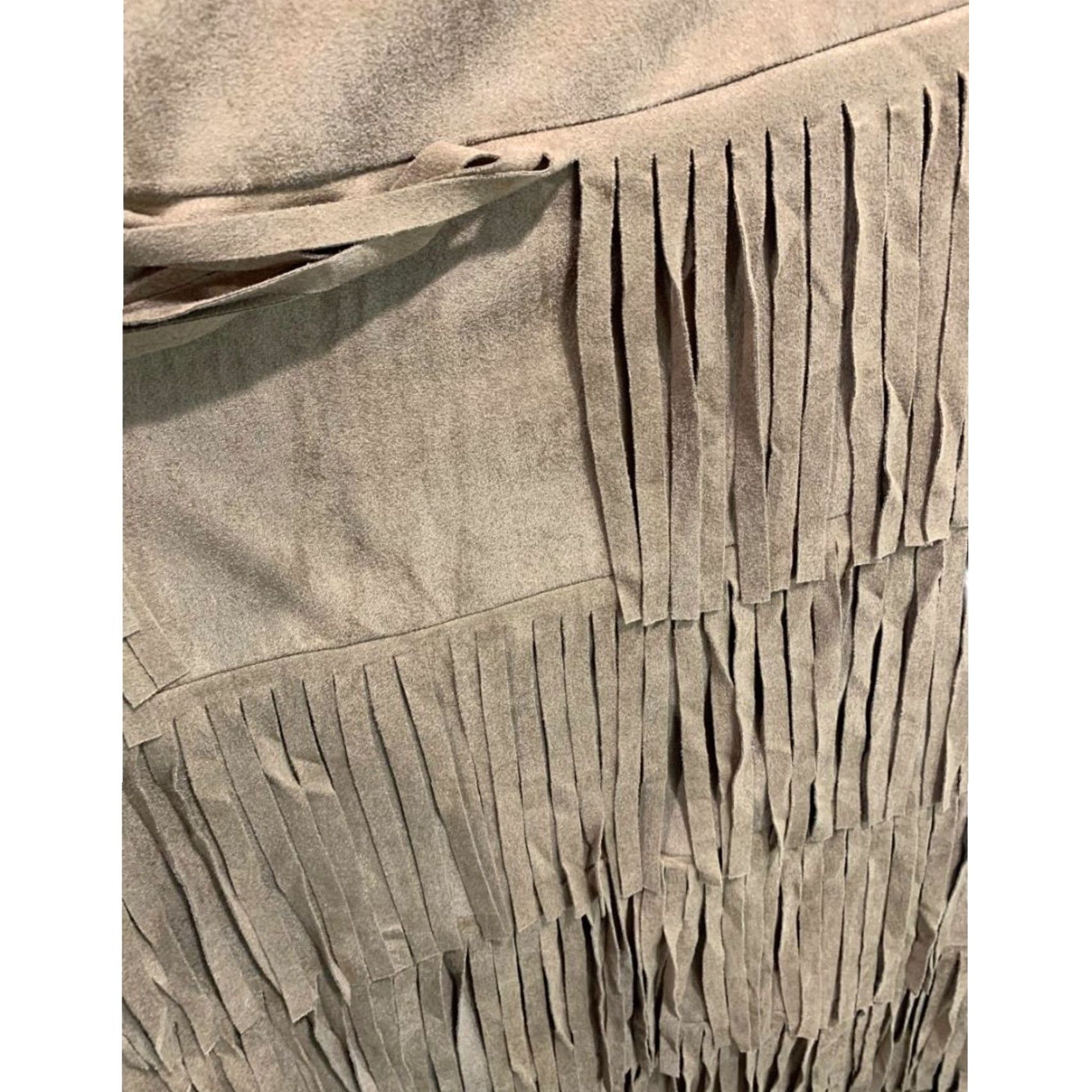 Vintage VINTAGE Back in the Saddle Skirt Midi Women 3X Brown Fringed Faux Suede Western Womens Size 40" / US 18 - 4 Thumbnail