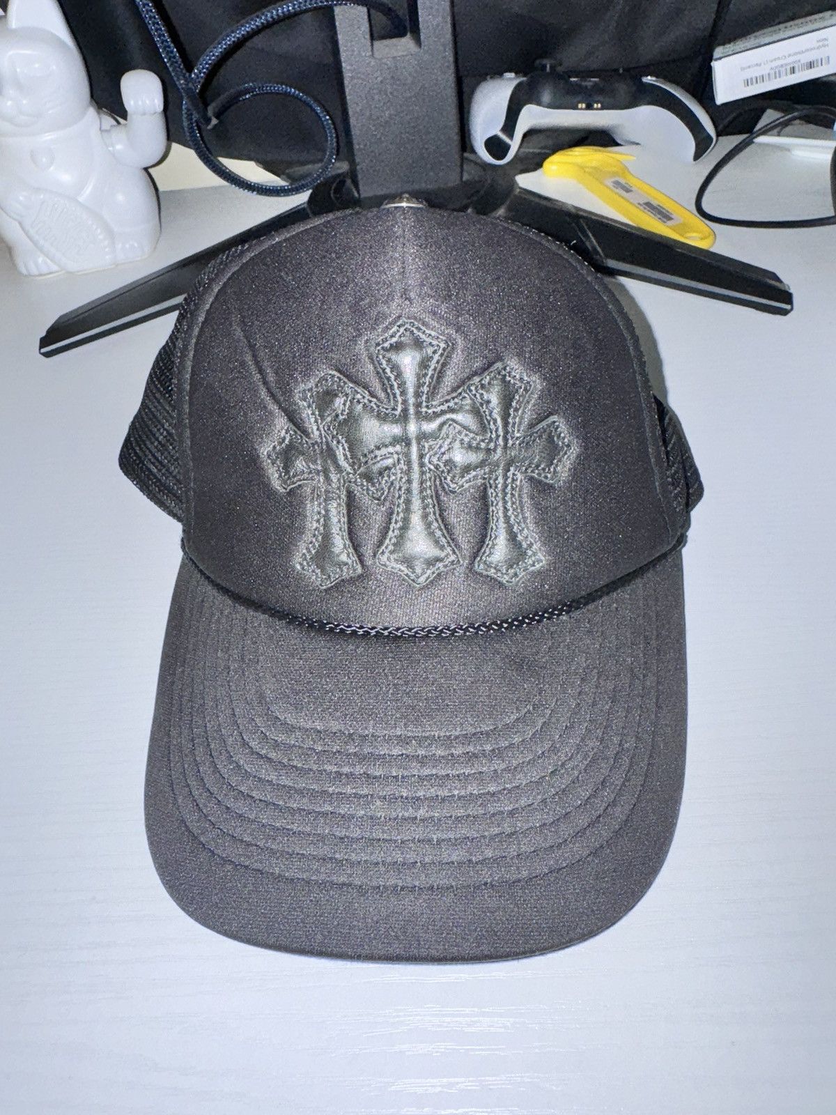Chrome Hearts Chrome Heart Triple Leather Cross Patch Trucker Hat