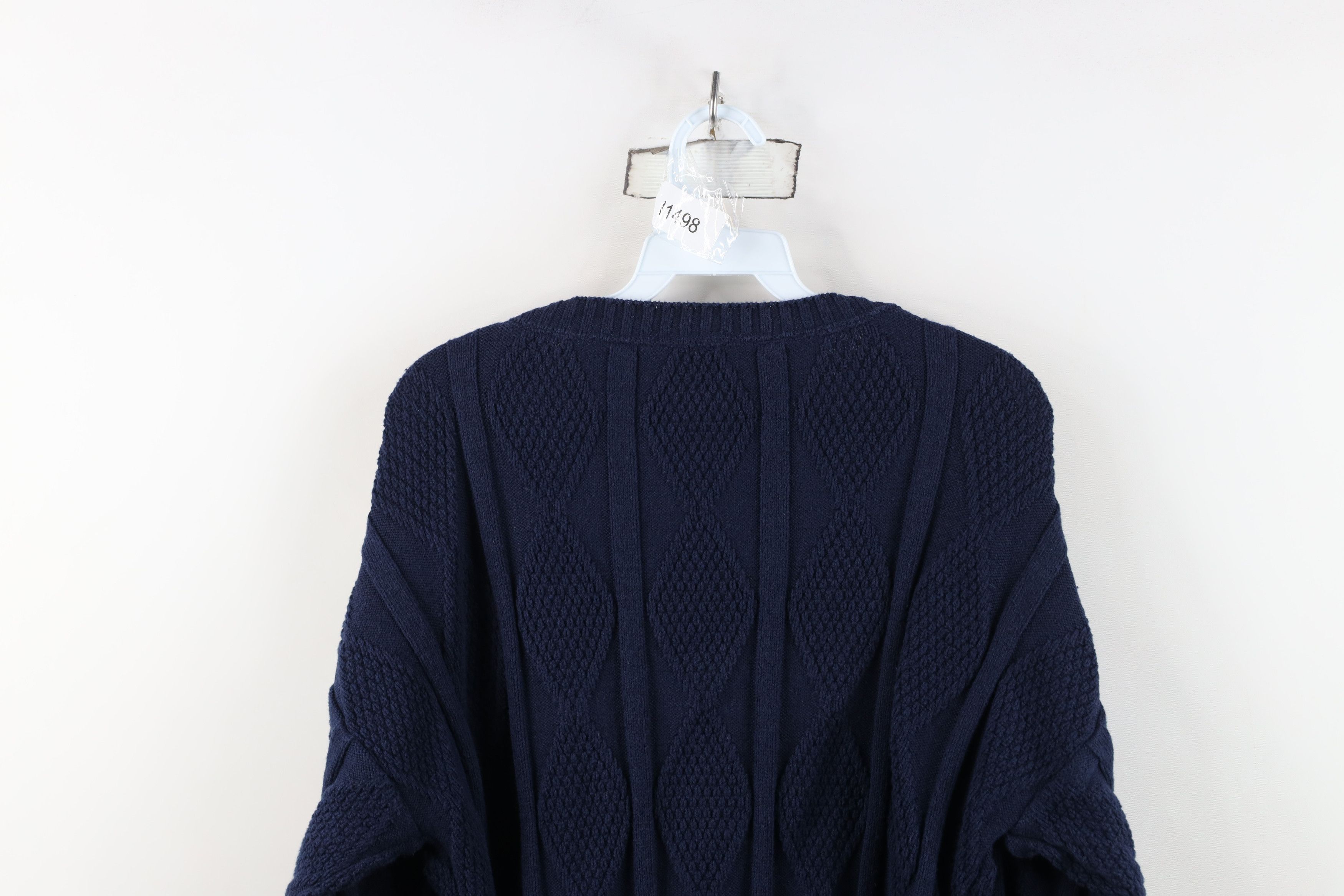 Vintage Vintage 90s Streetwear Heavyweight Cotton Knit Sweater Blue Size US L / EU 52-54 / 3 - 8 Thumbnail