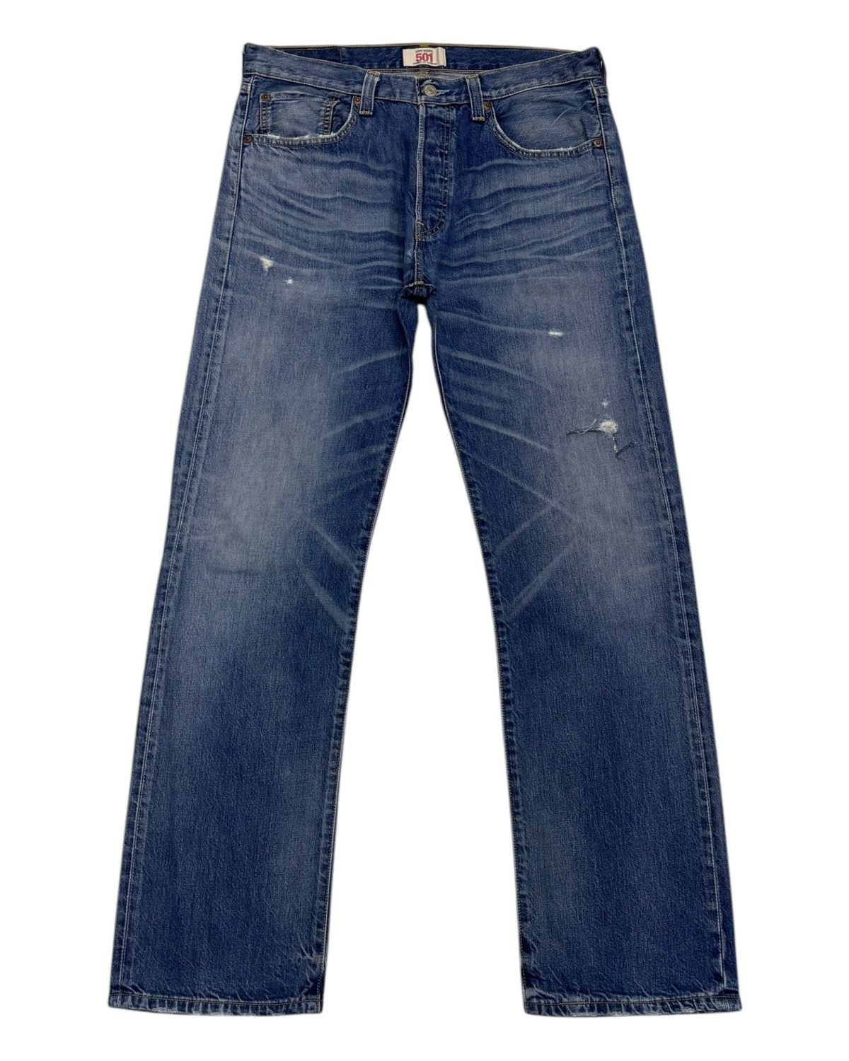 Levi's LEVIS 501 STRAIGHT LEG BUTTON FLY DISTRESSED DENIM JEANS Size US 34 / EU 50 - 7 Thumbnail