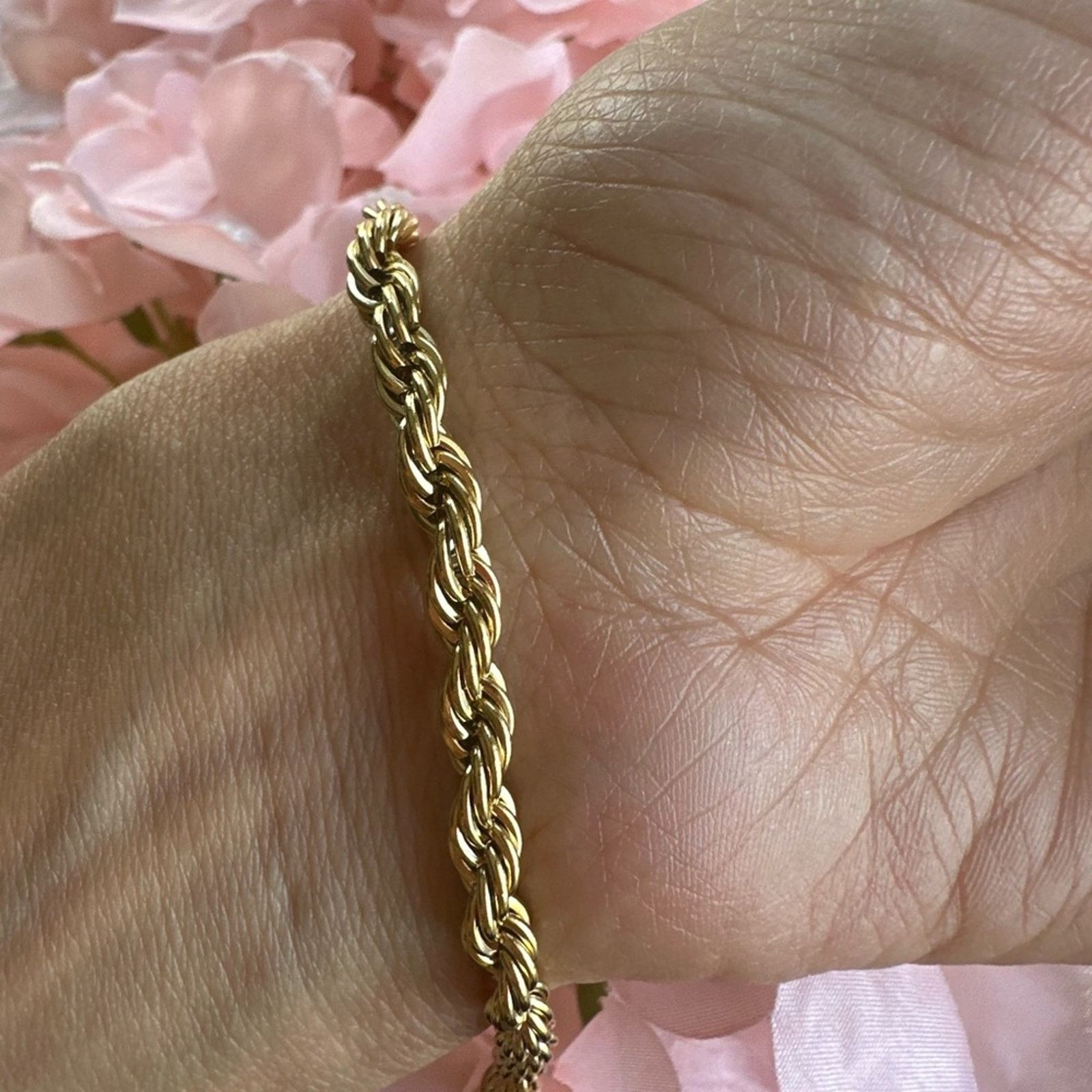 Other 18K Twisted Gold Bracelet 4MM 7”+2” for Men and Women Size ONE SIZE - 2 Thumbnail