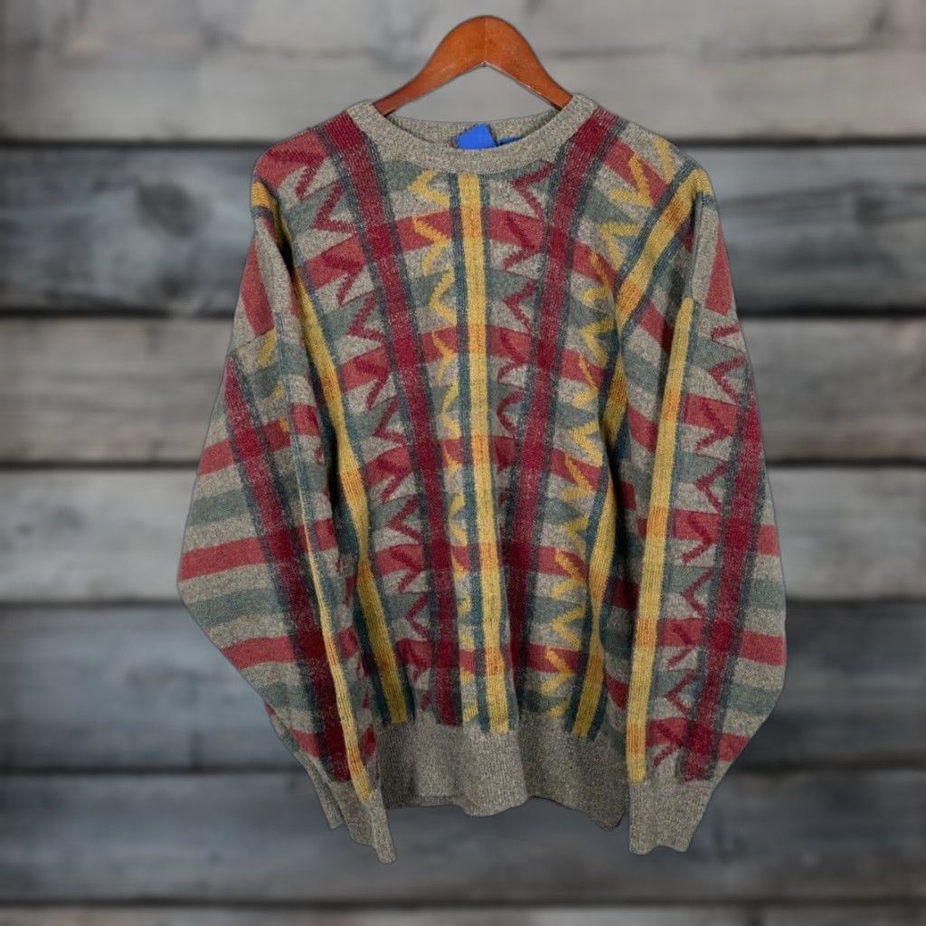 Vintage VINTAGE Woodward Lambs Wool Check Pattern Sweater Adult Big 2X Gray Red Yellow England Mens Size US XXL / EU 58 / 5 - 1 Thumbnail
