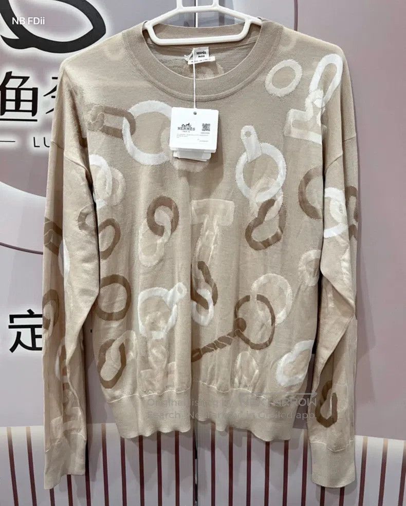 Hermes Hermes Women's Knitted Sweater - Beige Classic Lock Patter Size XS / US 0-2 / IT 36-38 - 1 Thumbnail