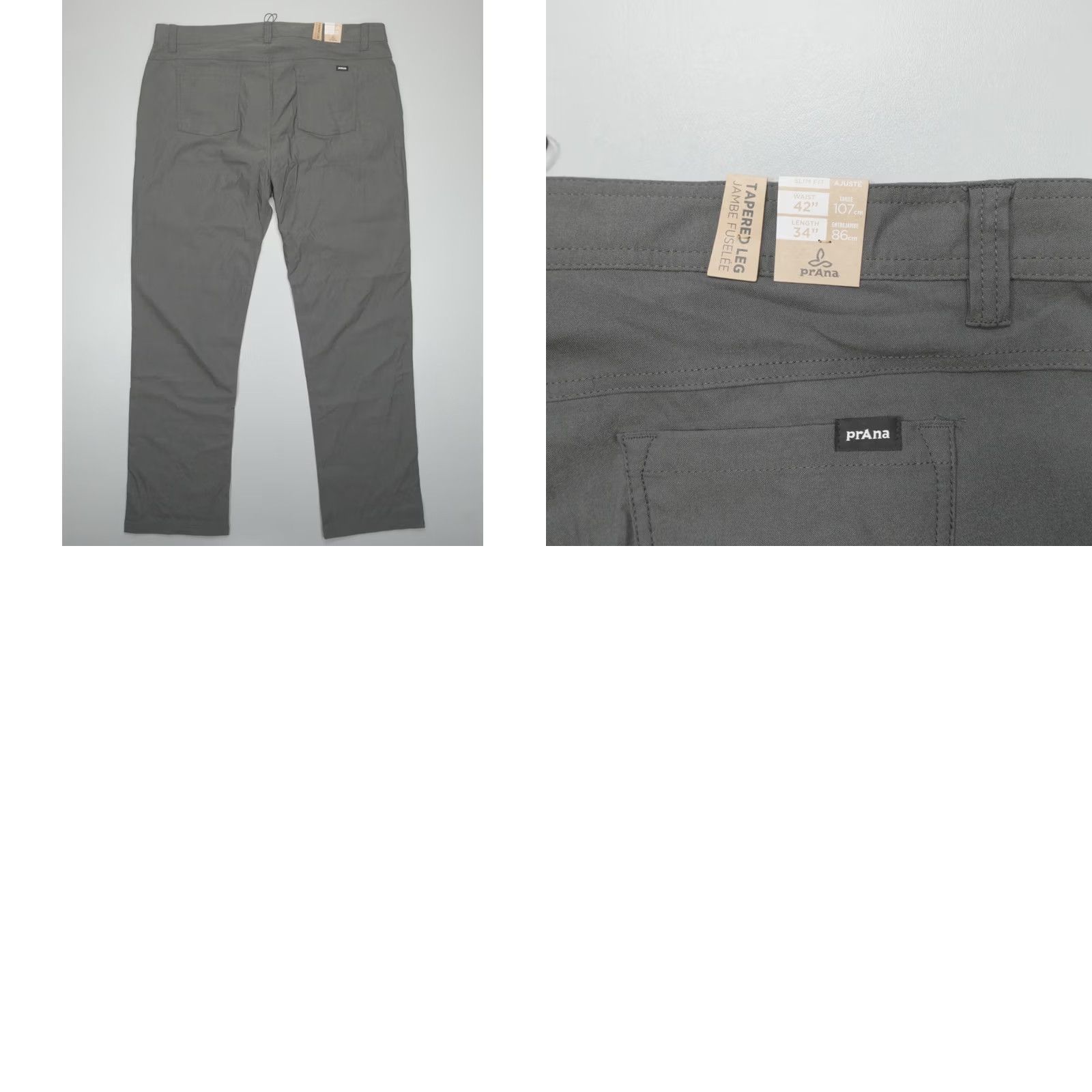 Prana prAna Brion Stretch Slim Fit Tapered Leg Pants II 42x34 Dark Iron DWR Mens Pants Size US 42 / EU 58 - 8 Thumbnail