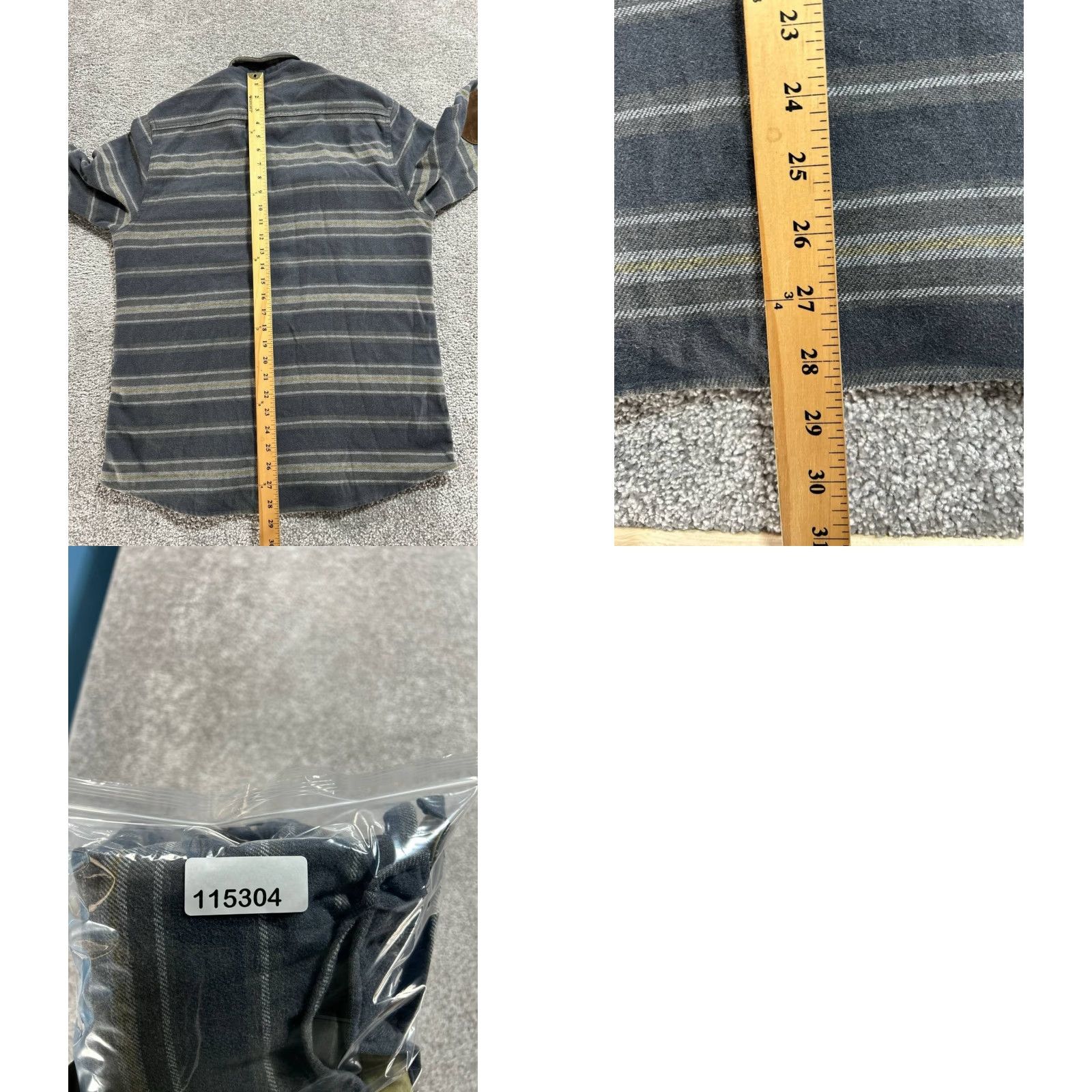 Faherty Faherty Shacket Mens Small Gray Flannel Striped Button Front Elbow Patch Pocket Casual Jacket Size US S / EU 44-46 / 1 - 8 Thumbnail