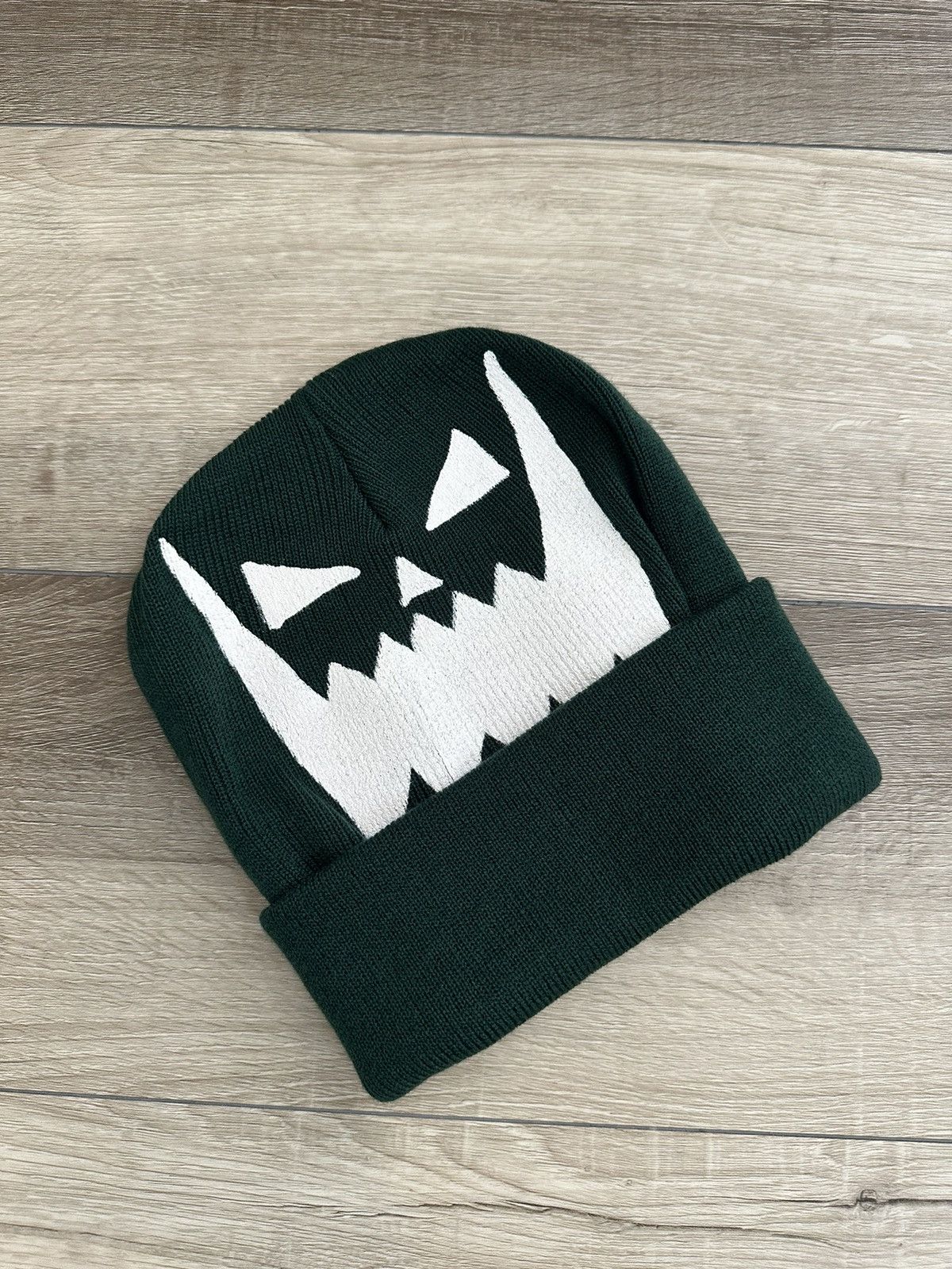 image of Asspizza 2022 Forest Green Pumpkin Skull Beanie 730, Men's