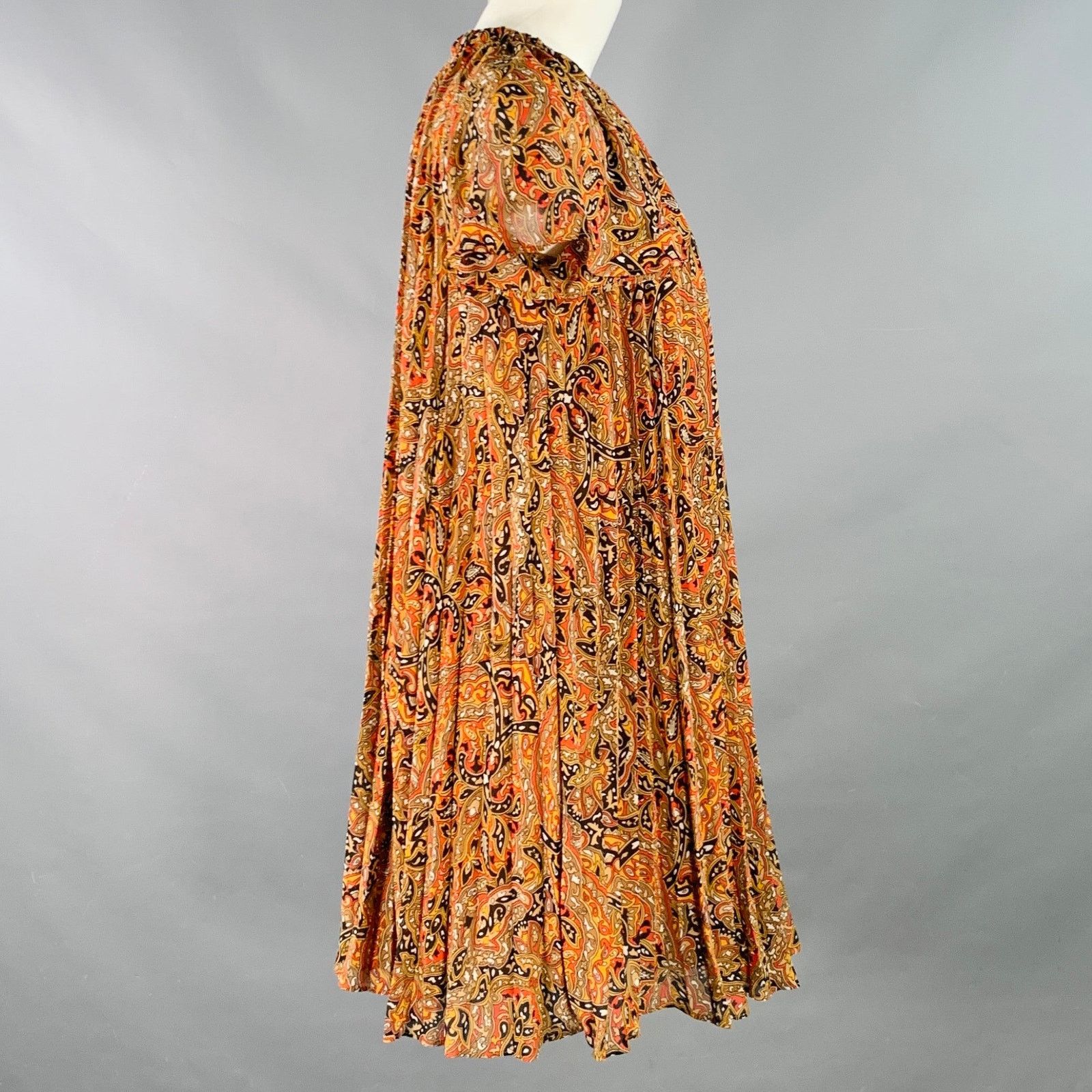 Michael Kors XS Orange Black Polyester Accordion Pleated Cocktail Dress Size XS / US 0-2 / IT 36-38 - 4 Thumbnail