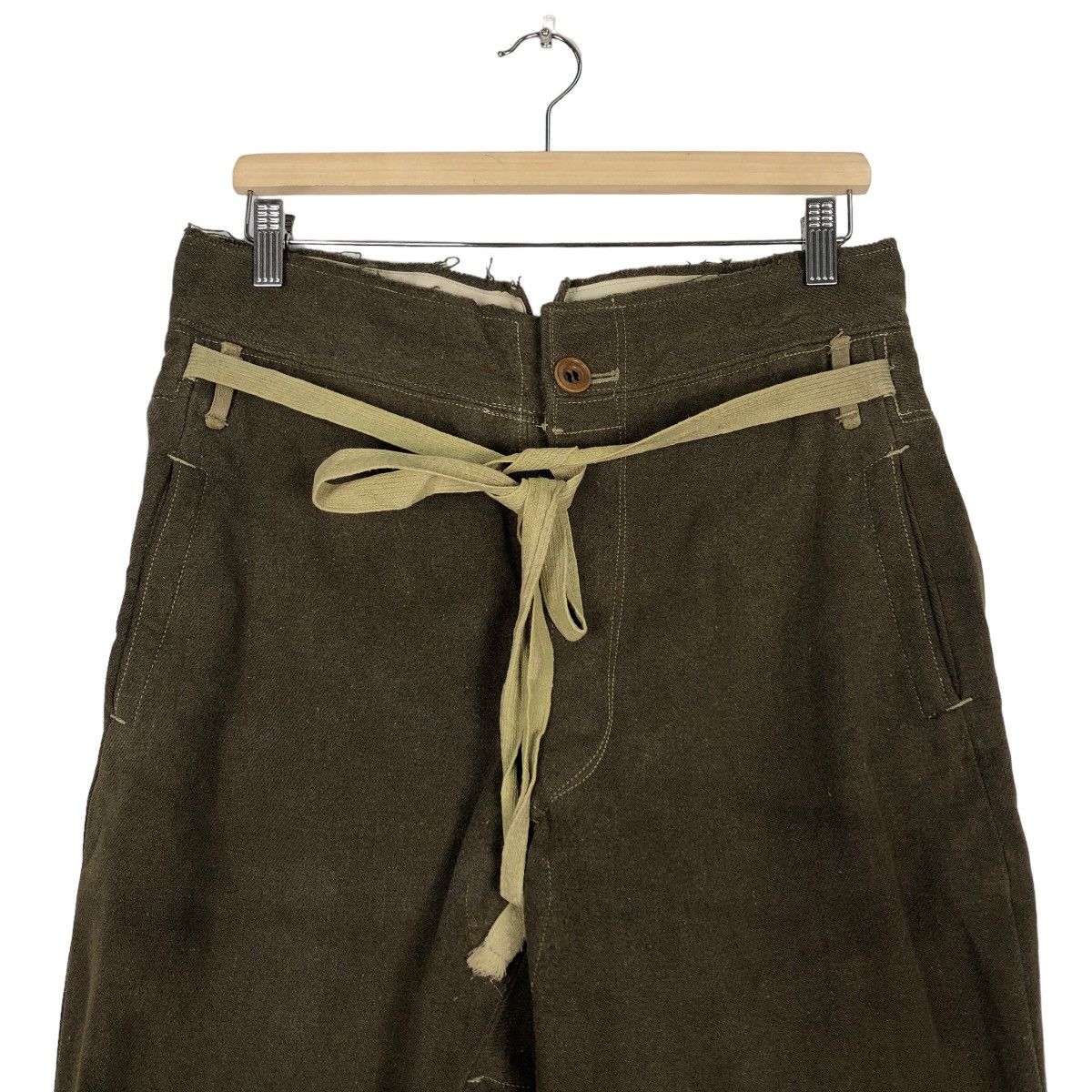 Vintage 🔥TRUE VINTAGE 40’s MILITARY WOOL PANTS CROPPED SMOCKED Size US 32 / EU 48 - 3 Thumbnail