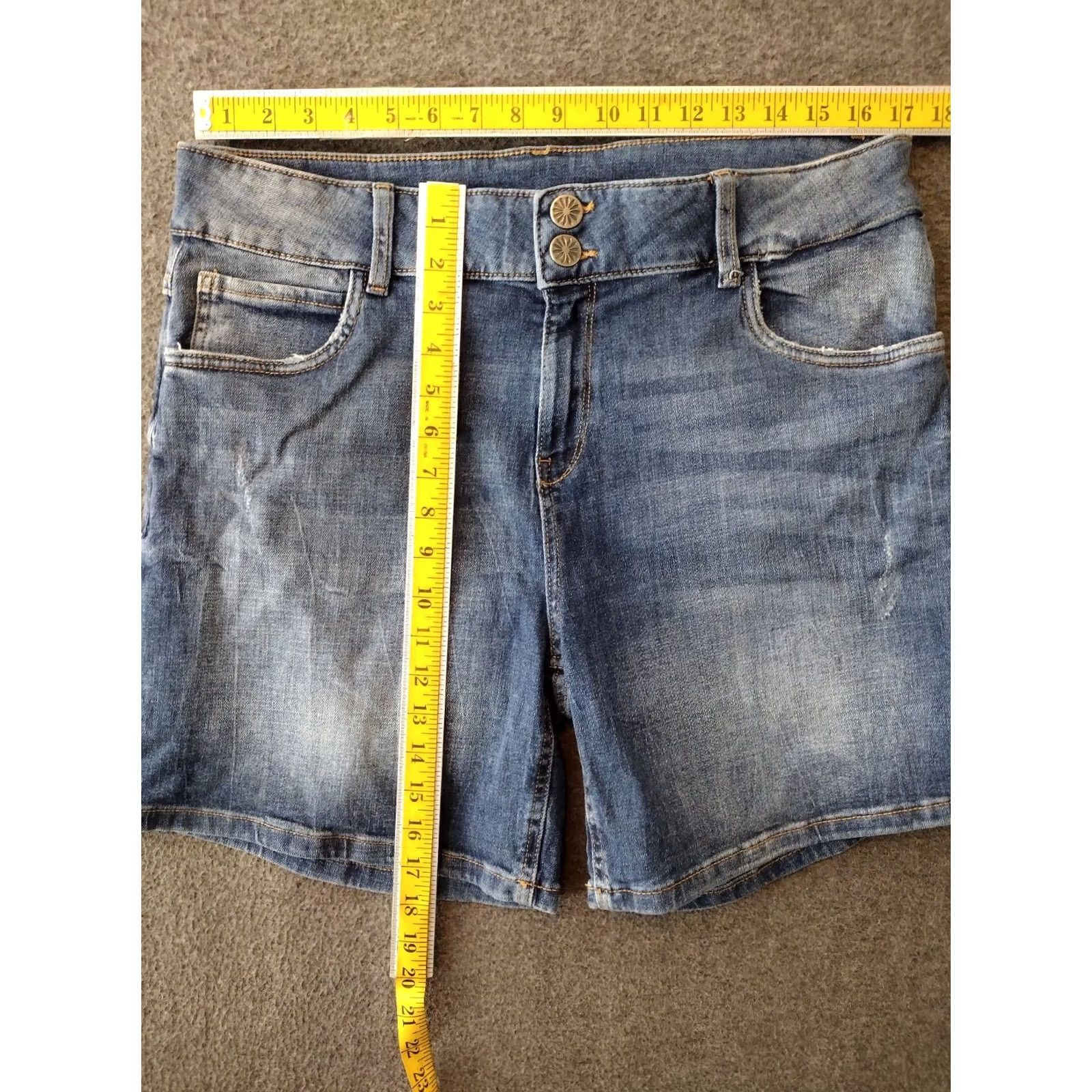 Doublet Unbranded Women's Jeans Shorts Bermuda High Rise 18 Blue Denim 3.5 Inseam 5-Pocket Cuffed Stretch Cotton Spandex Casual Beach Walking Resize Plus Size 40" / US 18 - 4 Thumbnail