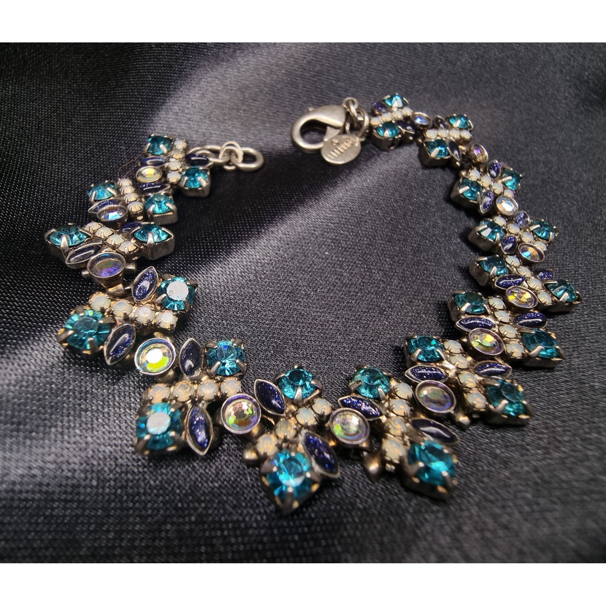 Vintage Vintage Sorrelli Crystal Floral Bracelet With Blue Purple & Size ONE SIZE - 5 Thumbnail