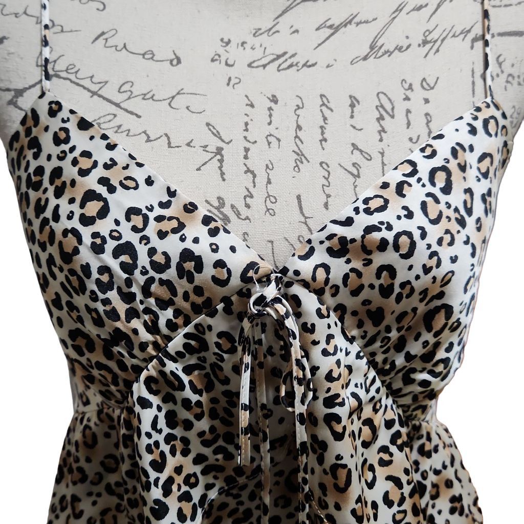 Topshop Topshop Ladies Size 6 Tan Black Animal Print Ruffle Front S Size M / US 6-8 / IT 42-44 - 2 Thumbnail