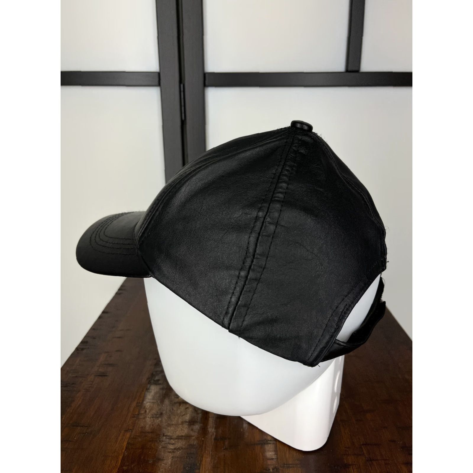 Vintage VINTAGE Winner Hat Cap Strap Back Adult One Size Black Leather 70s Made USA Size ONE SIZE - 5 Thumbnail