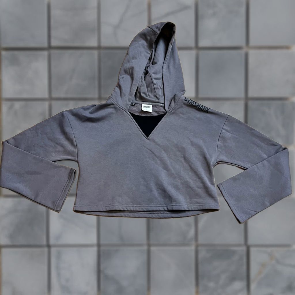 Gymshark Gymshark Hoodie Womens Small Cropped Sweatshirt Gray Purple S Womens Pullover Hoodie Cropped Sweatshirt Gray Purple Size S / US 4 / IT 40 - 1 Thumbnail