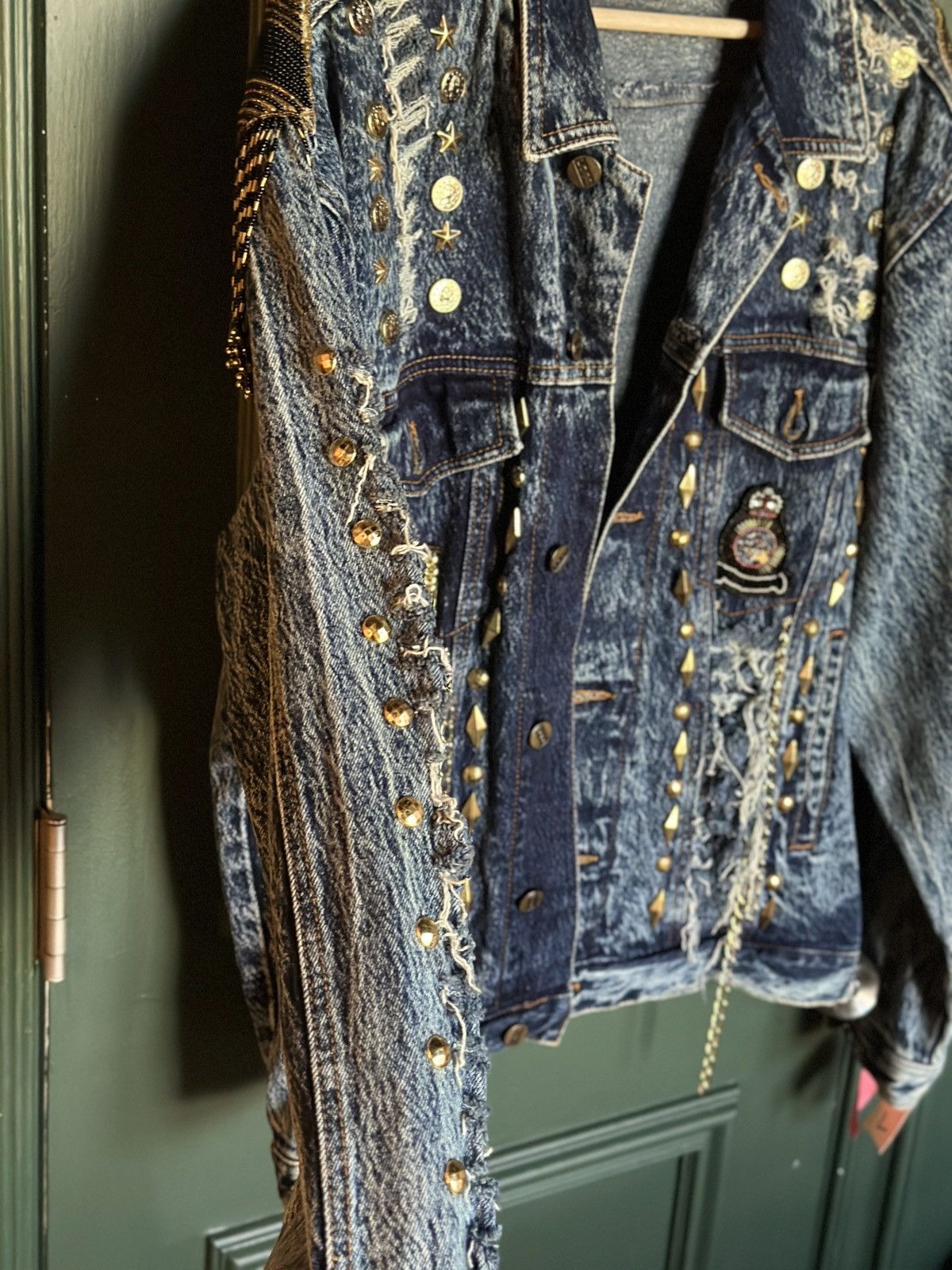Other Custom Made Denim Jacket Beverly Hills Rolls Royce Studded Size US L / EU 52-54 / 3 - 3 Thumbnail