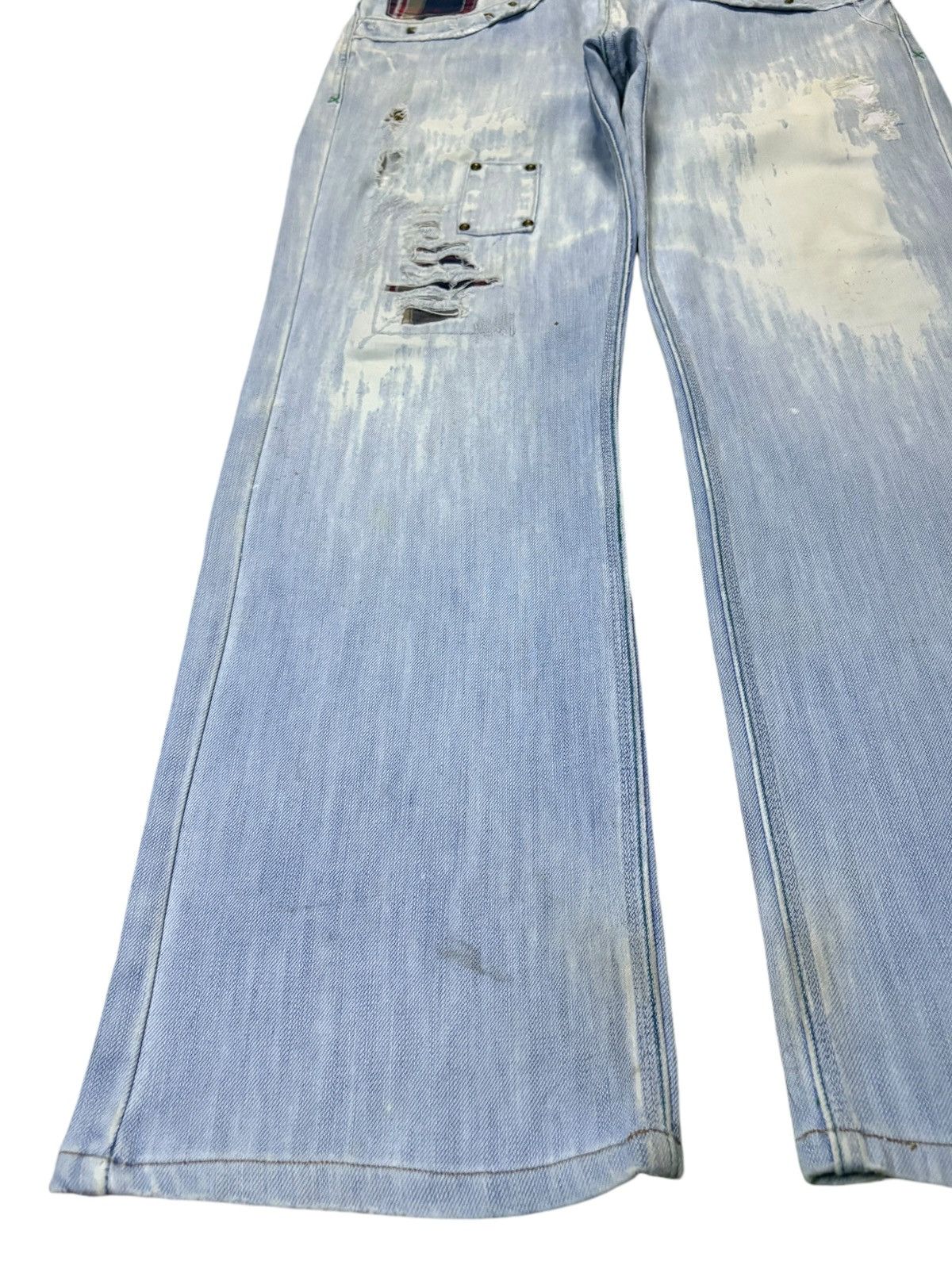 Japanese Brand Vintage Japanese Brand Bleach Wash Stud Patched Baggy Jeans Size US 32 / EU 48 - 6 Thumbnail