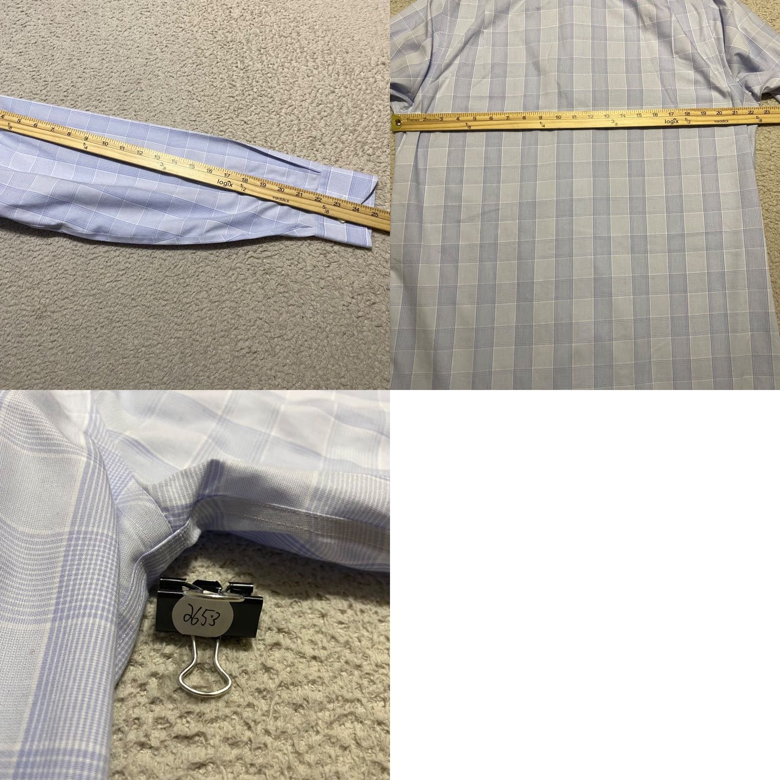Stafford Stafford Dress Shirt Blue Plaid Long Sleeve Button-Front Classic Mens 15.5 100% Cotton Shirt Size 42R - 8 Thumbnail