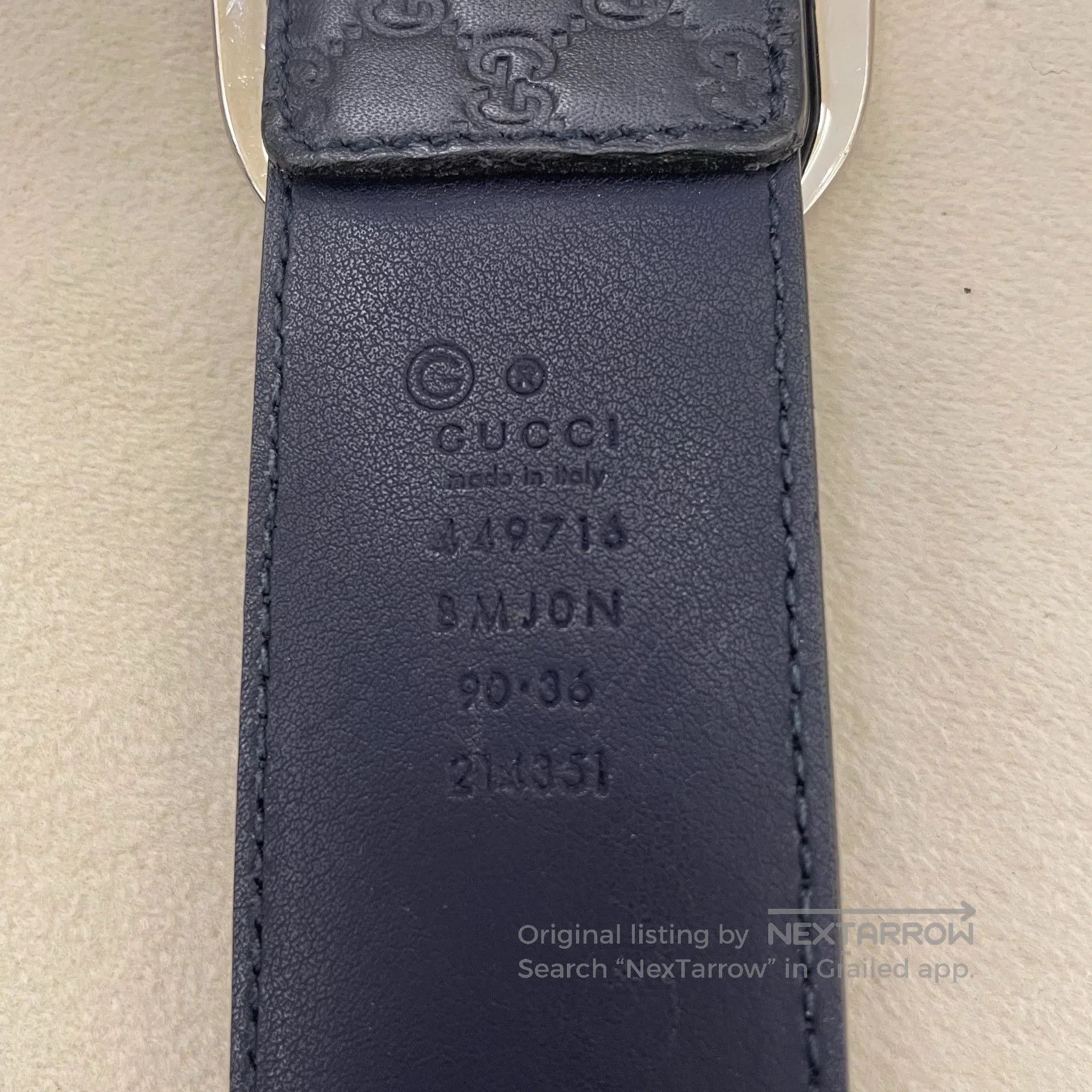 Gucci Gucci Blue Monogram Embossed Silver Buckle Belt. Size ONE SIZE - 3 Thumbnail