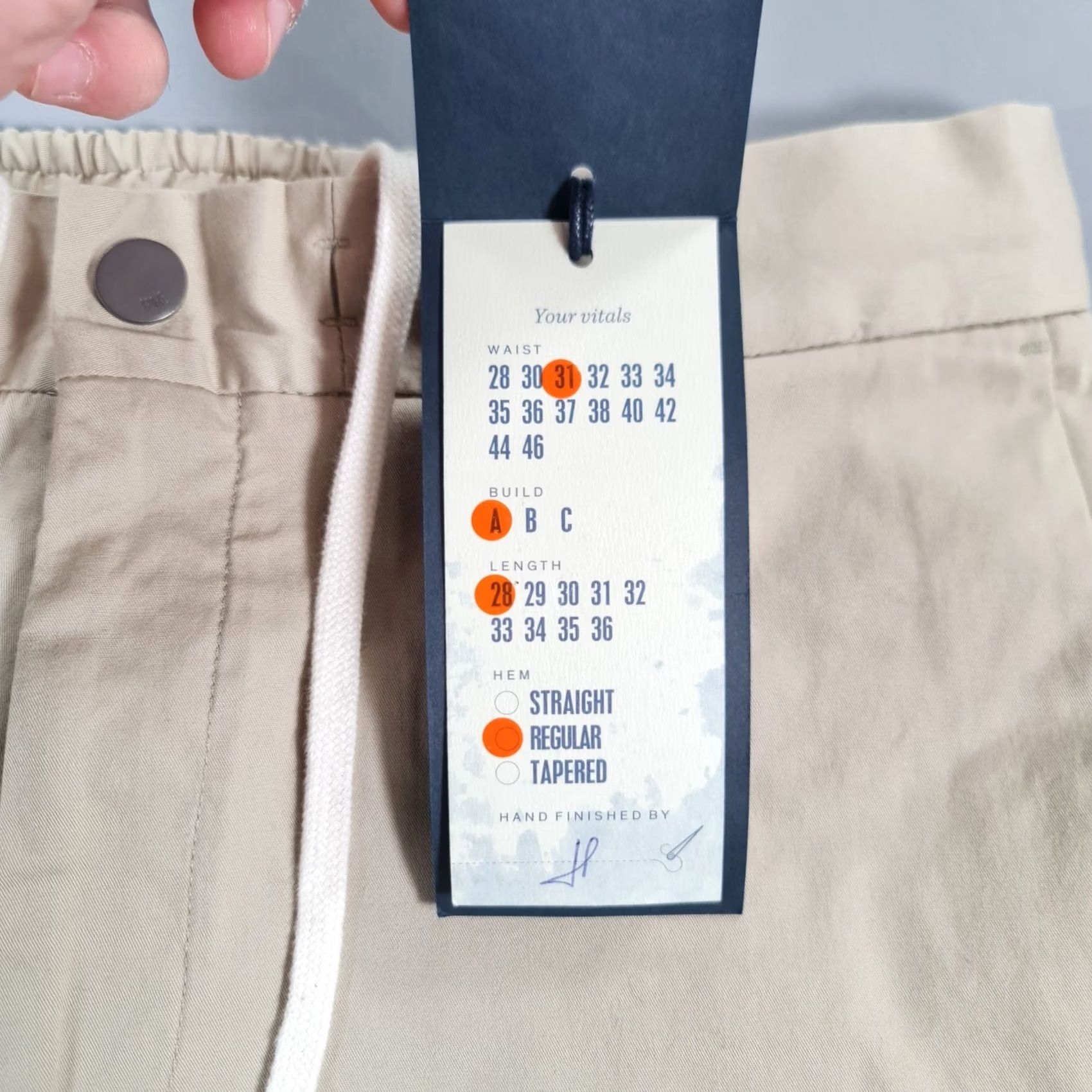 Vintage Spoke Mens Chino Trousers Beige W31 L25 Stretch Cotton Elastic Waist Flat Front Slim Regular Size US 31 - 4 Thumbnail