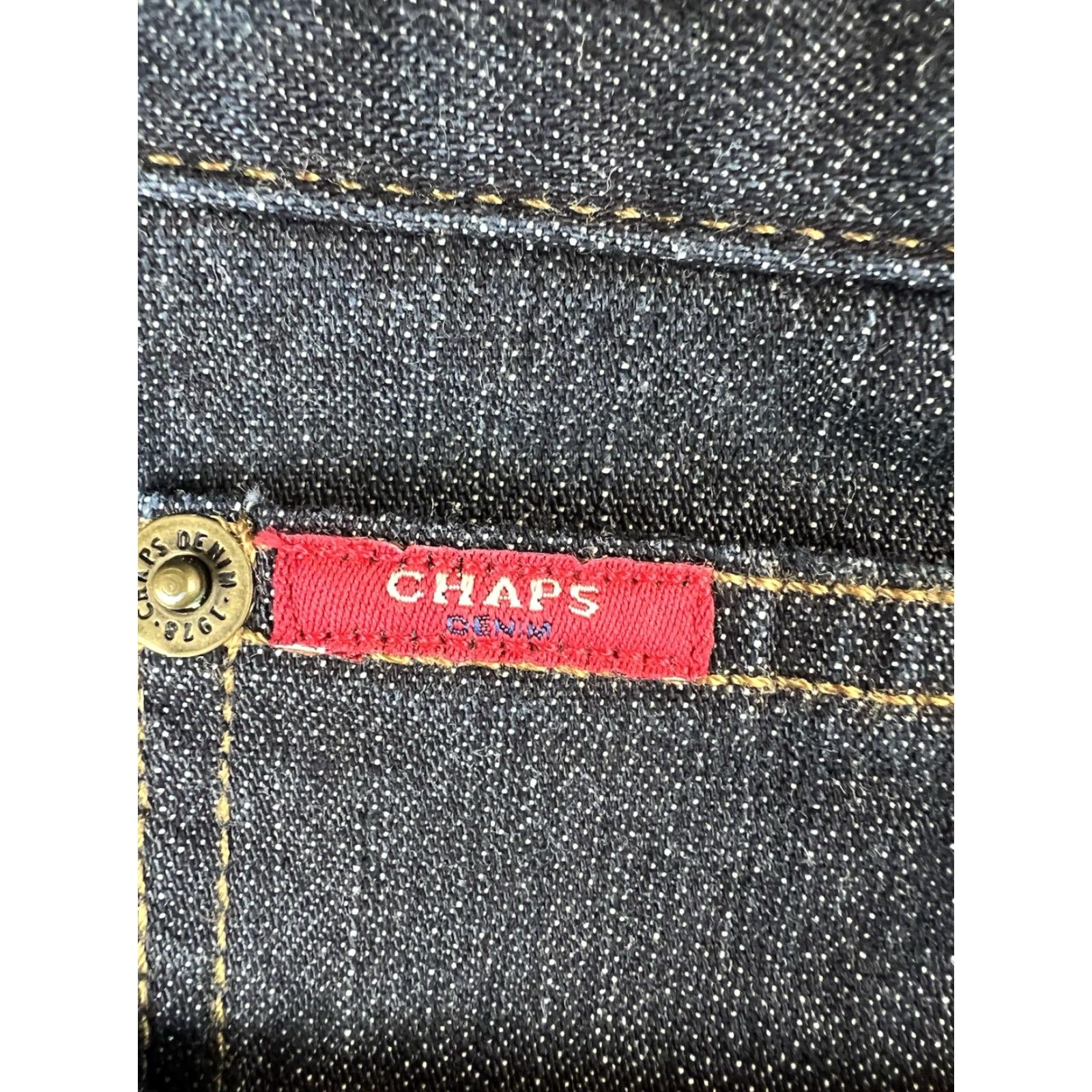 Chaps Chaps Jeans Womens 14 Denim 36x29.25 Blue Dark Wash Preppy Straight 5-Pocket Design Regular Jeans Womens Size 36" / US 14 / IT 50 - 3 Thumbnail