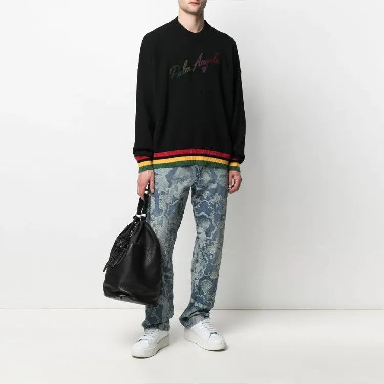 Palm Angels o1y0325 Logo Crewneck Cashmere Blend Sweater in Black Size US M / EU 48-50 / 2 - 4 Thumbnail