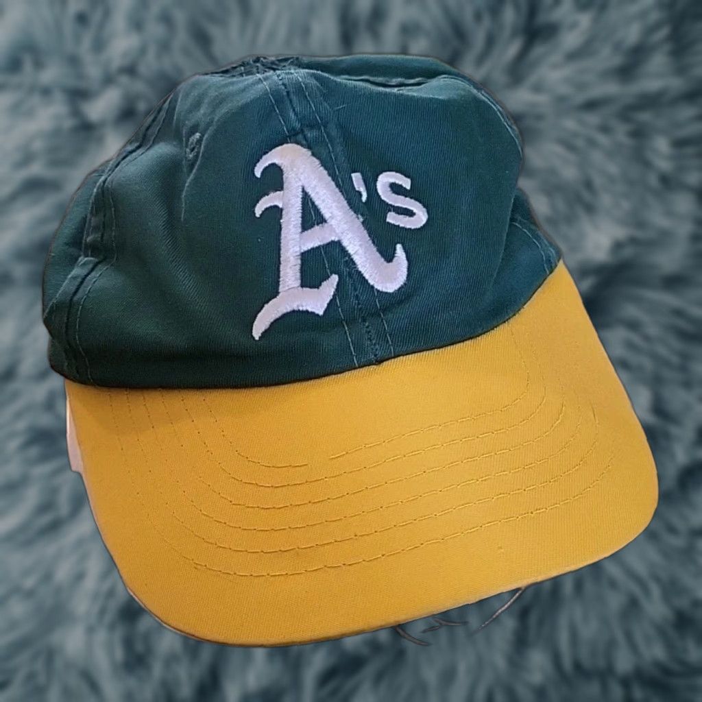 Vintage VINTAGE Athletics Hat MMB Headwear Made In USA Oakland A's Baseball Green Adjustable Cotton Cap 1983 1980s Womens/Mens? Size ONE SIZE - 1 Thumbnail