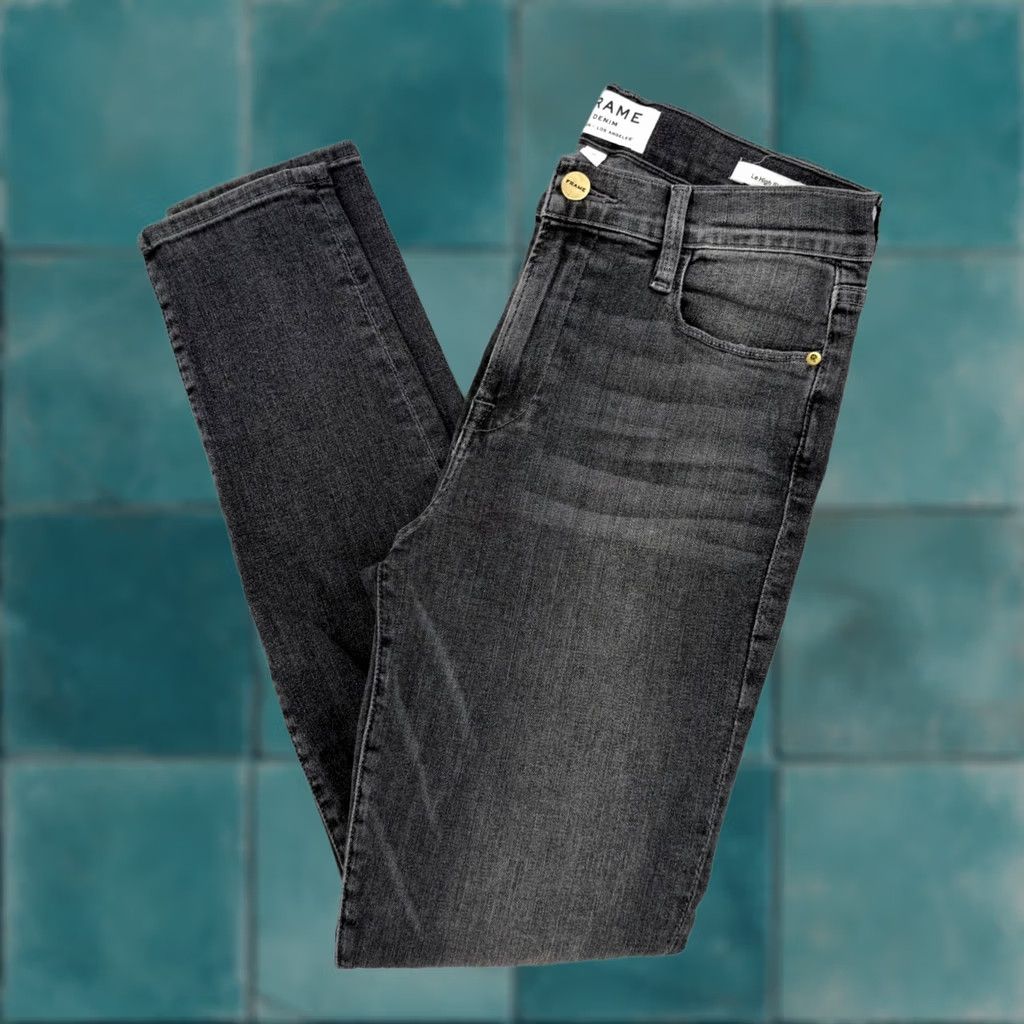 Frame FRAME Denim Le High Skinny Jeans Faded Black Distressed Knee Women's Size 28 Size 28" / US 6 / IT 42 - 1 Thumbnail