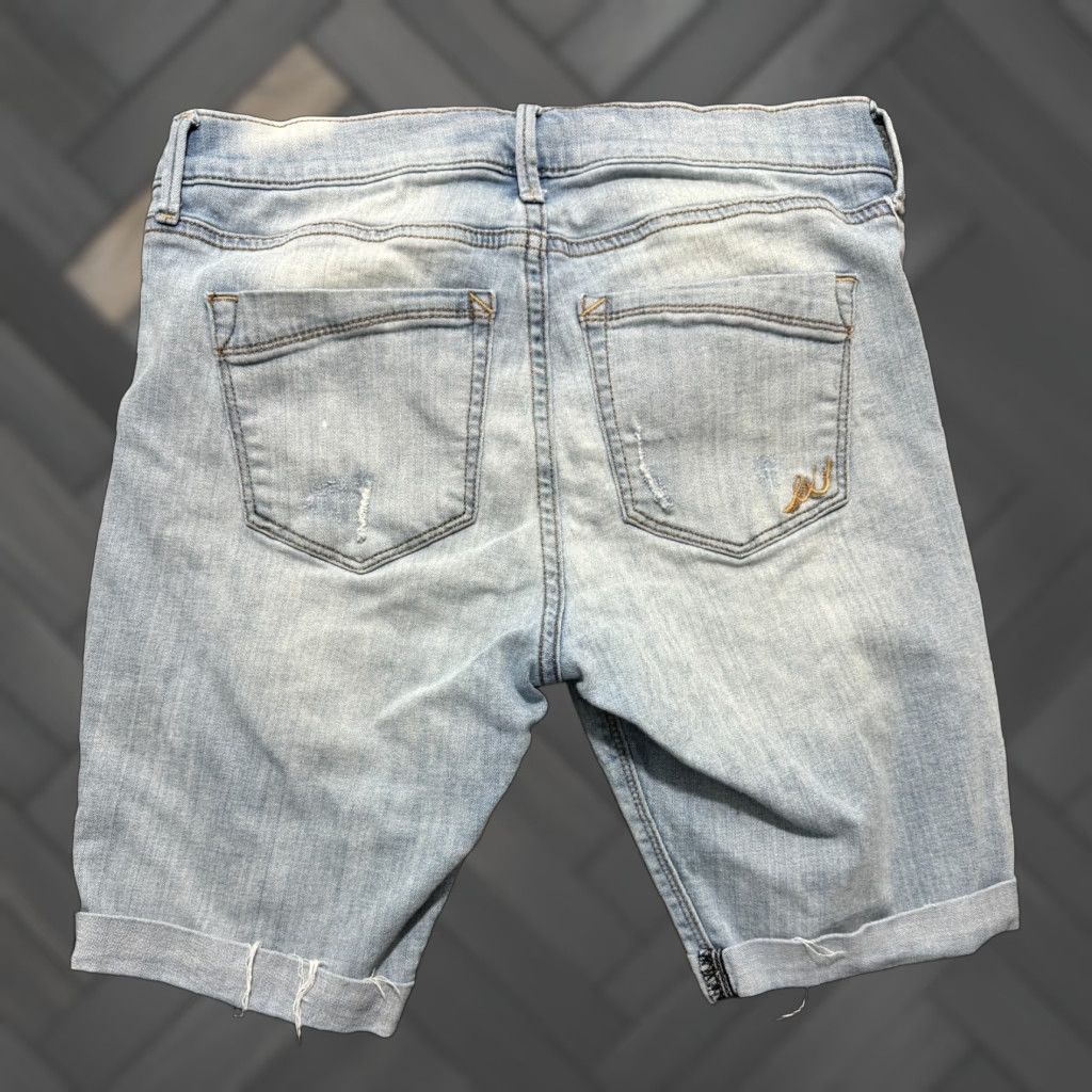 Express Express Women's Jeans Shorts 30×8 Blue Distressed Cuffed Stretch Jorts Cut-Off Size 29" - 1 Thumbnail
