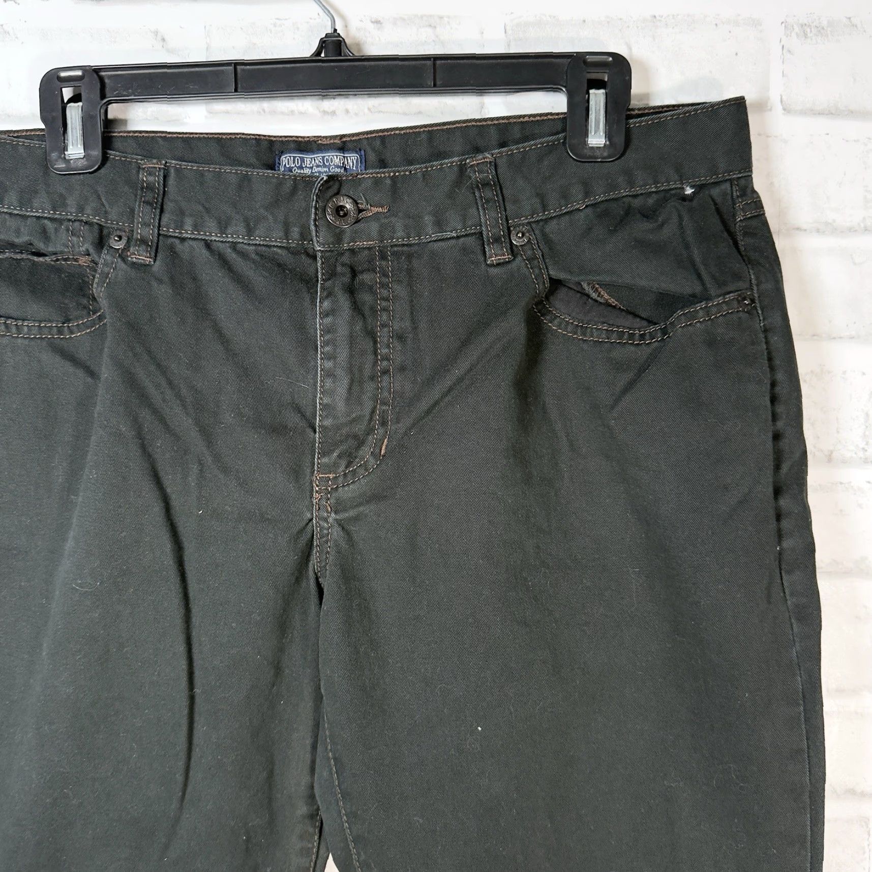 Vintage Polo Jeans Co Black 100% Cotton Casual Pants Womens 14 Black Jeans Cotton 14 Polo Jeans Co Style Straight Size 14 Regular Size 36" / US 14 / IT 50 - 2 Thumbnail