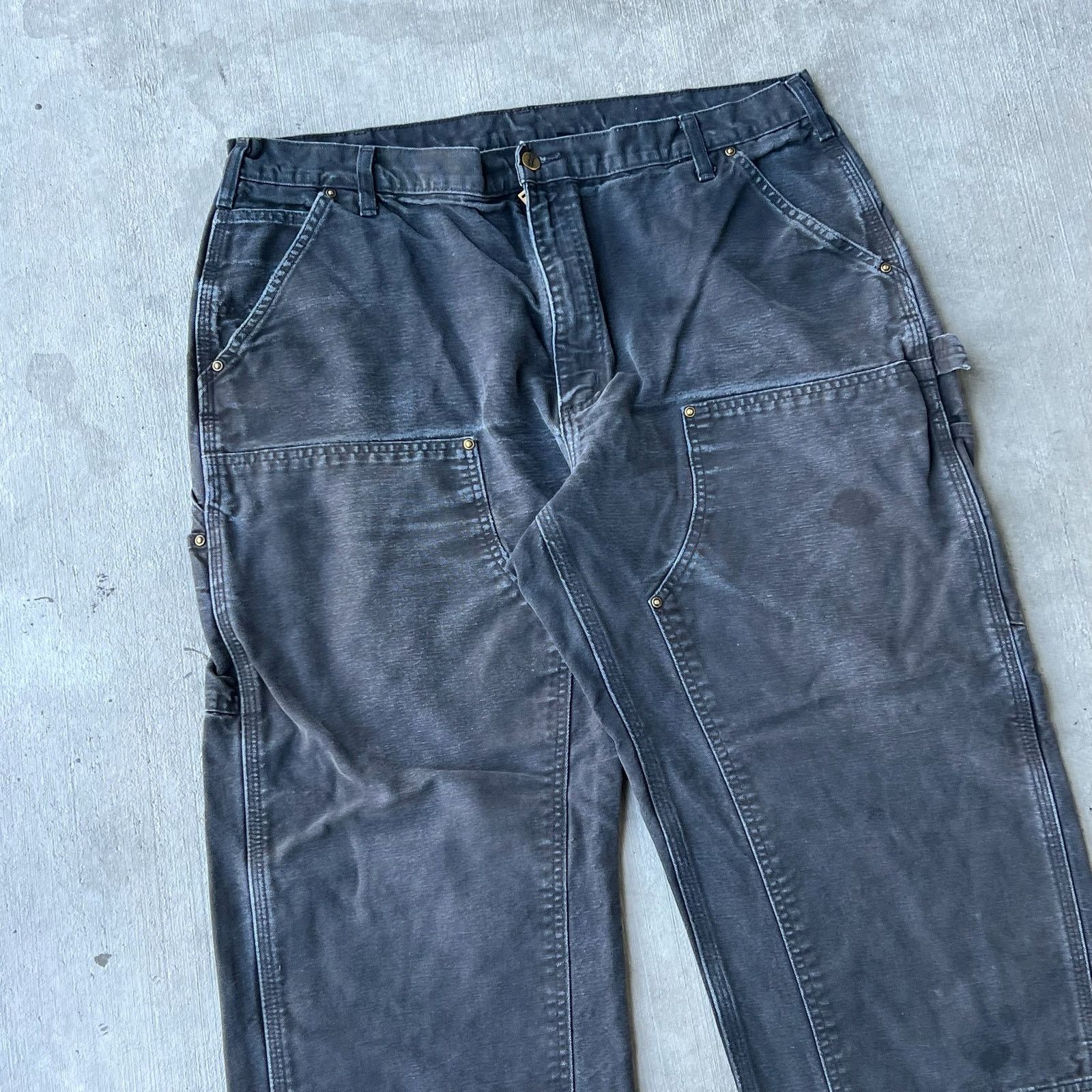 Carhartt × Vintage Carhartt faded black double knee work wear carpenter pants Size US 38 / EU 54 - 2 Thumbnail