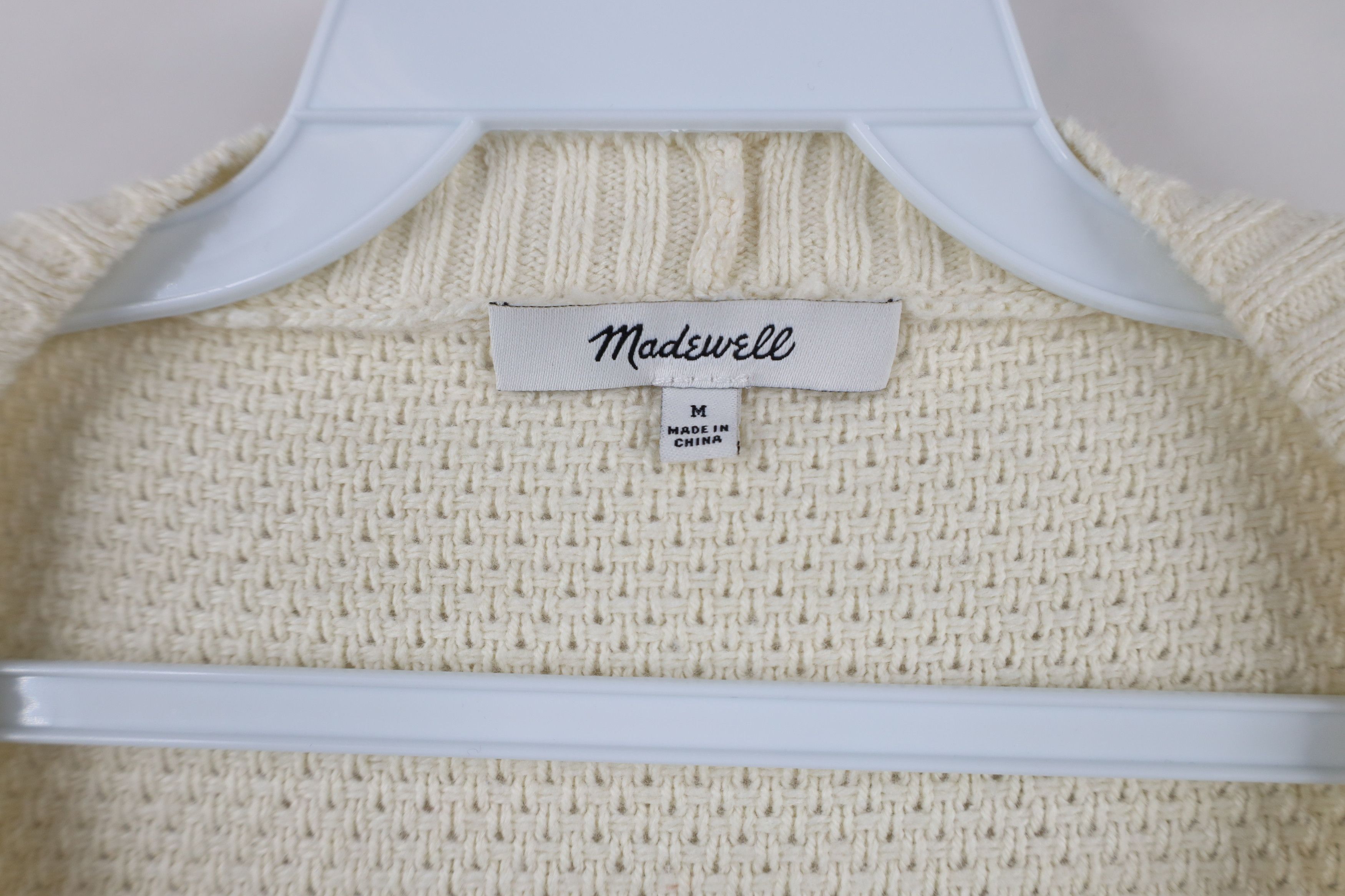 Madewell × Vintage Madewell Thermal Waffle Marled Knit Pullover Sweater Beige Size M / US 6-8 / IT 42-44 - 4 Thumbnail