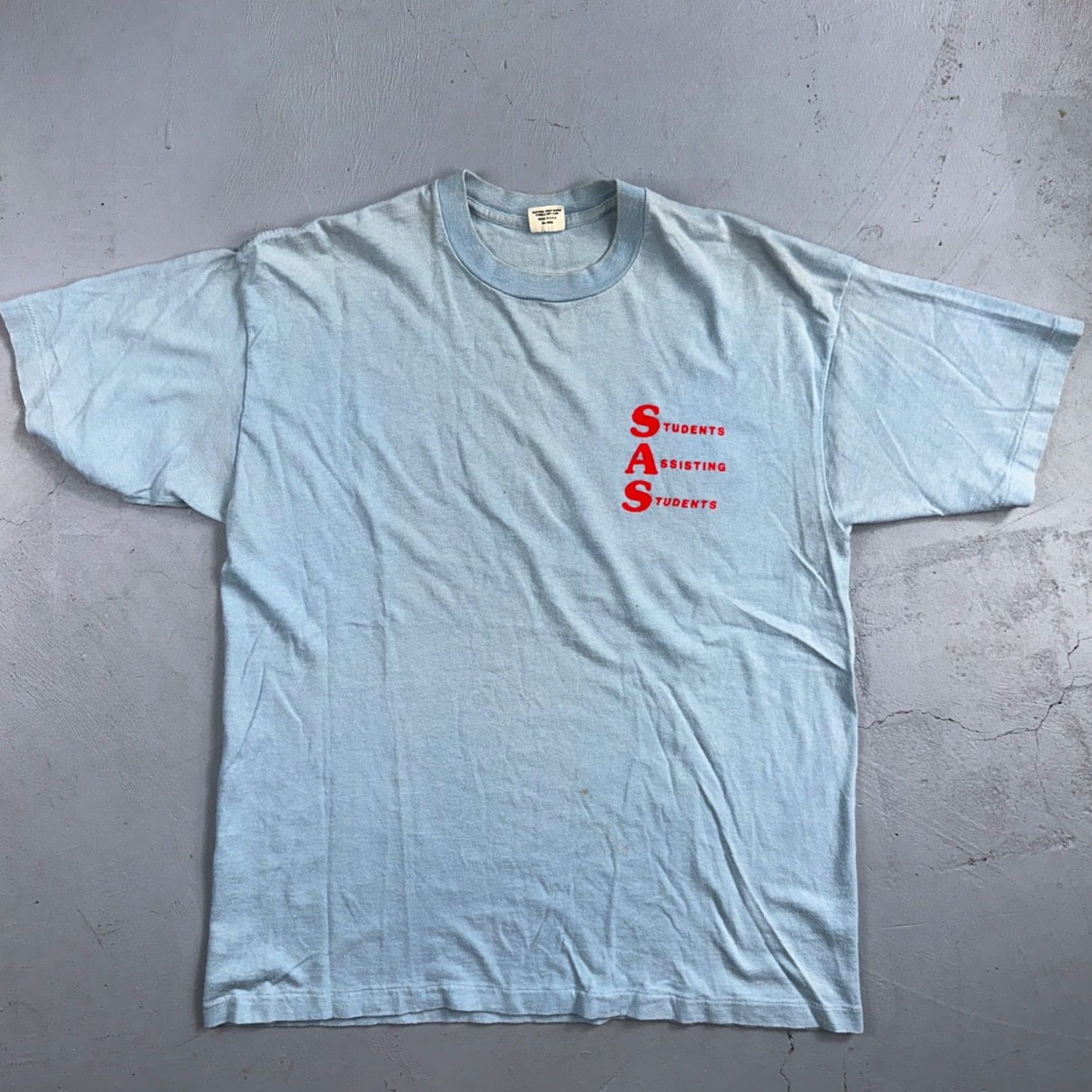 SAS VINTAGE Belton SAS Student Assisting Students 80s T Shirt College University USA Men XL Blue Size US XL / EU 56 / 4 - 4 Thumbnail