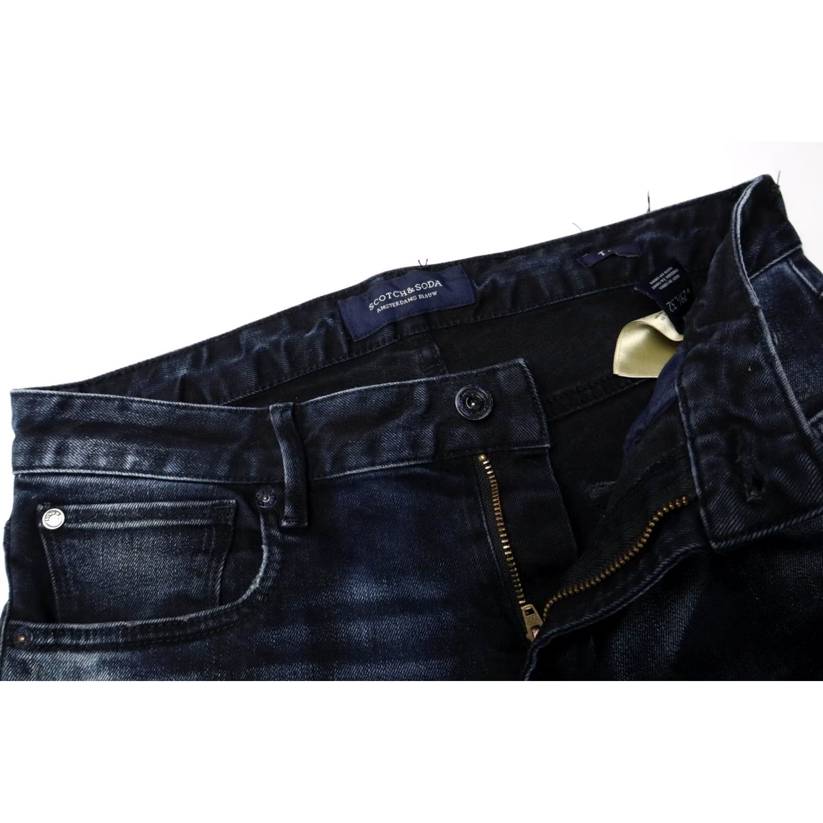 Scotch & Soda SCOTCH & SODA Tye Jeans Men's W29/L32 Dark Blue Denim Acidwash Zip Fly Stretched Size US 29 - 4 Thumbnail