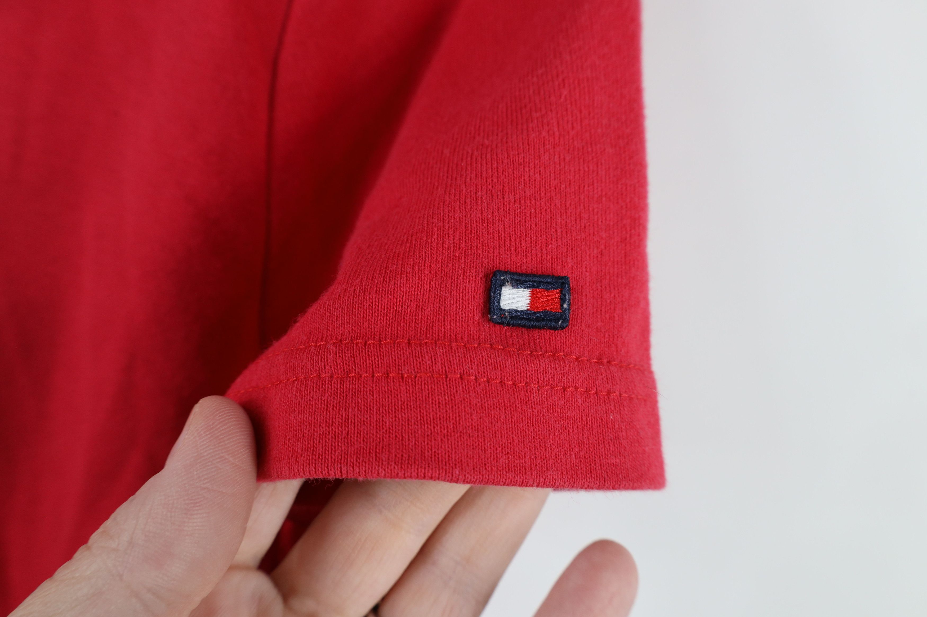 Tommy Hilfiger × Vintage Vintage 90s Y2K Tommy Hilfiger Cropped Snap Button Shirt Red Size XL / US 12-14 / IT 48-50 - 4 Thumbnail