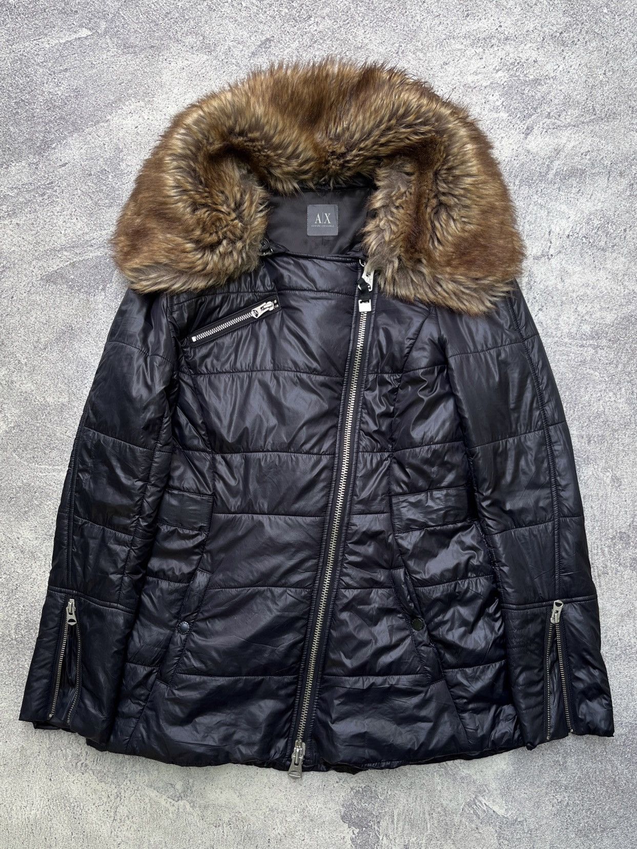Armani Exchange Sample AD2009 Armani Exchange Assymetrical Faux Fur Jacket Size M / US 6-8 / IT 42-44 - 1 Thumbnail