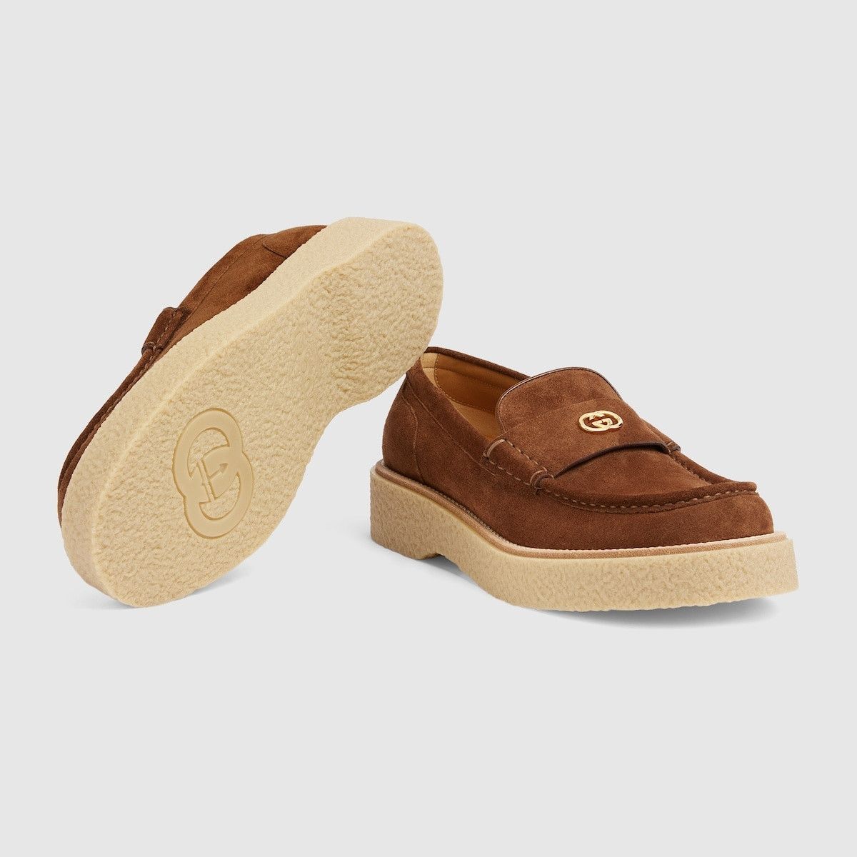 Gucci o1s1wg110425 Men's Loafers With Interlocking G in Brown Size US 7.5 / EU 40-41 - 6 Thumbnail
