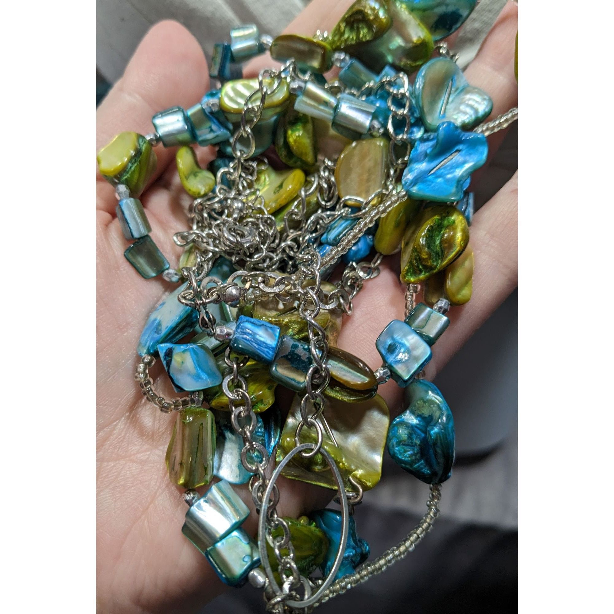 Other Mermaidcore Bohemian Layered Blue & Green Beaded Necklace Wi Size ONE SIZE - 5 Thumbnail