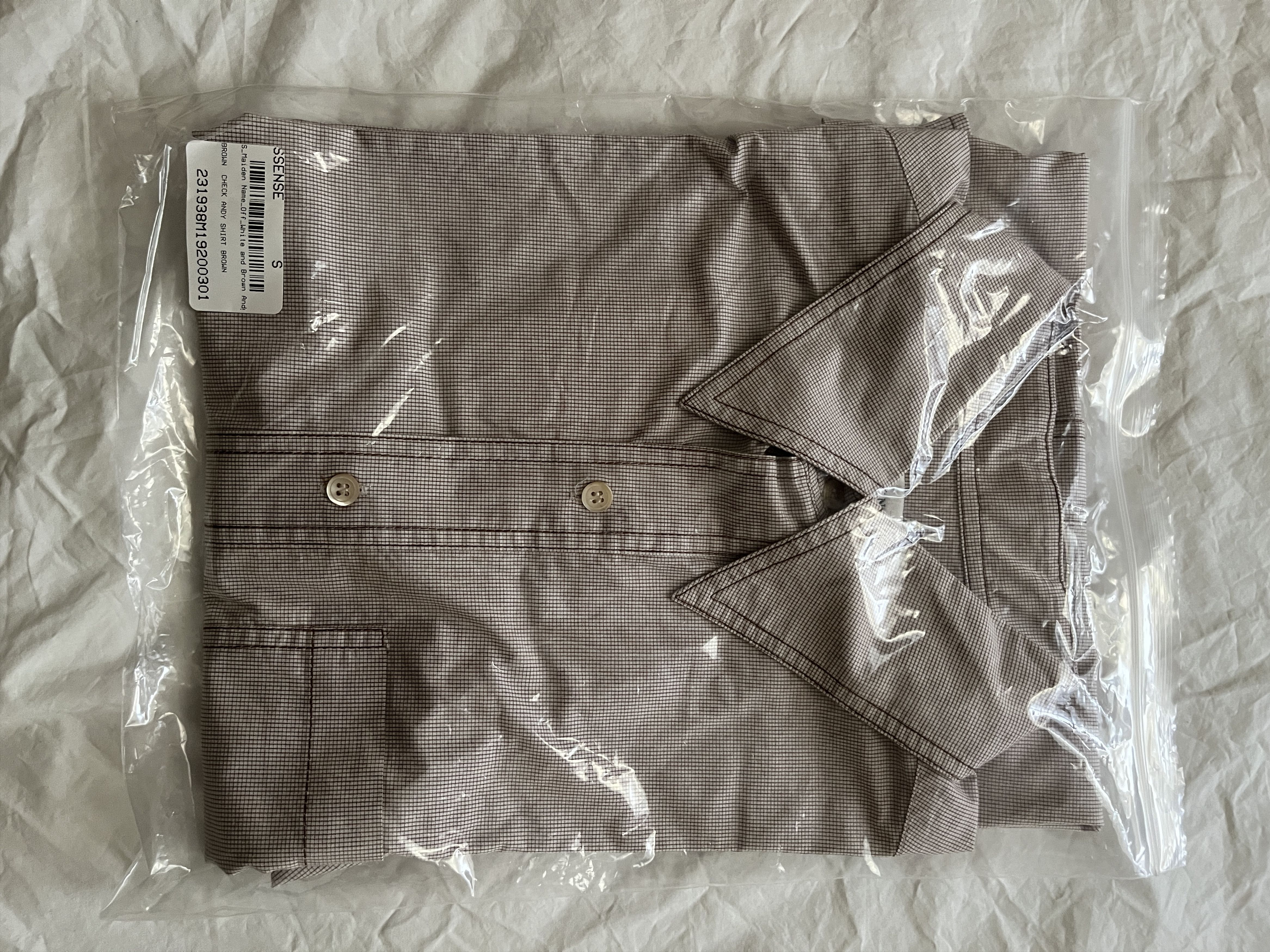 image of Maiden Name Off-White & Brown Andy Shirt in Off White, Men's (Size Small)