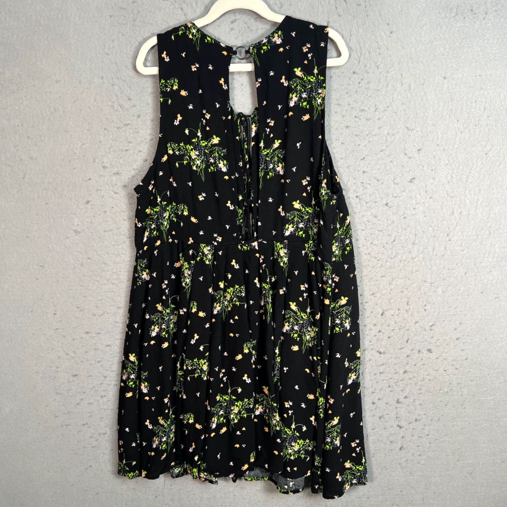 Free People Free People Womens Small Sleeveless Black Floral Patterned Rayon Dress Tie Front - A-Line Summer Casual Dress Size S / US 4 / IT 40 - 2 Thumbnail
