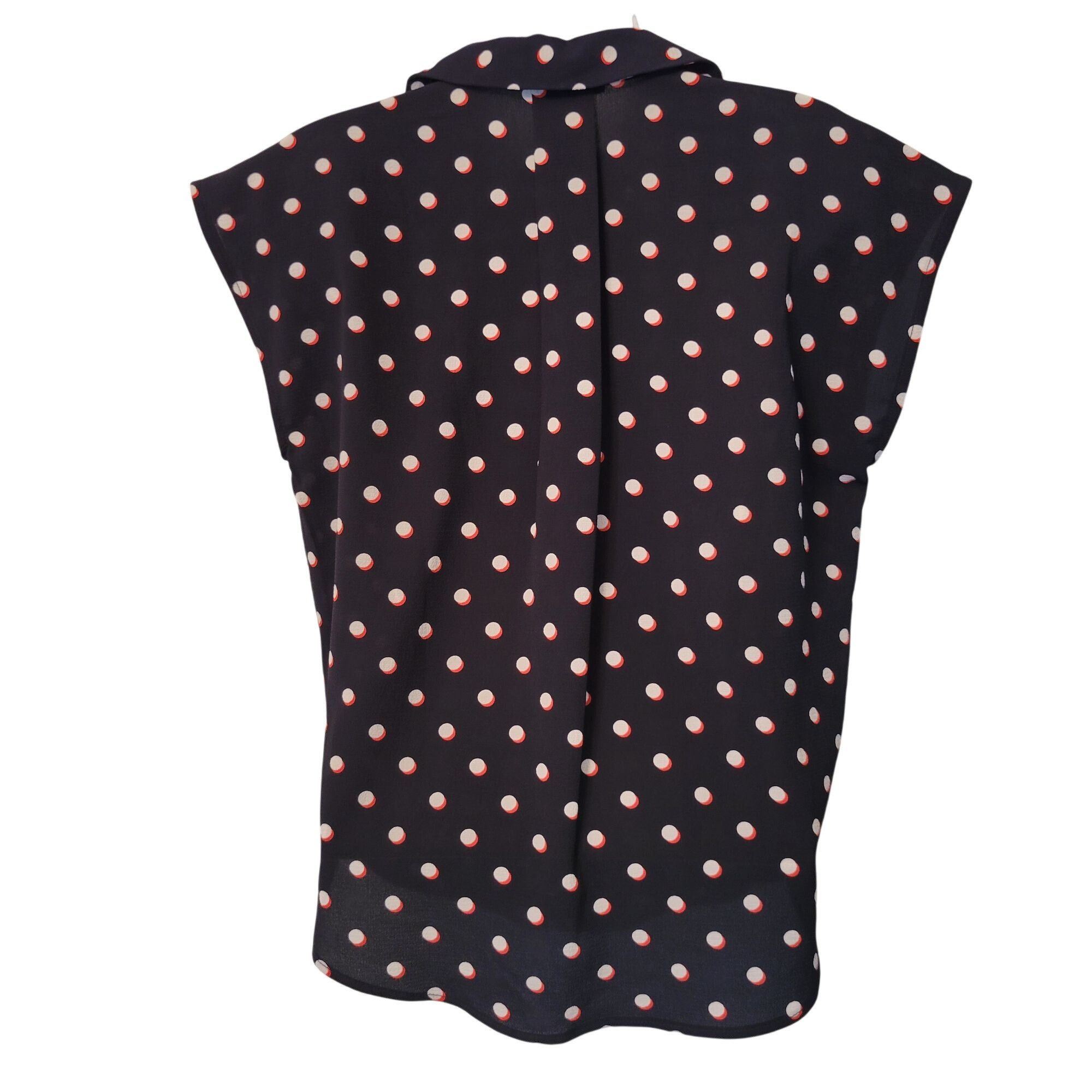 Tommy Hilfiger Tommy Hilfiger S Polka Dot Sleeveless Blouse V Neck Camp Shi Size S / US 4 / IT 40 - 3 Thumbnail