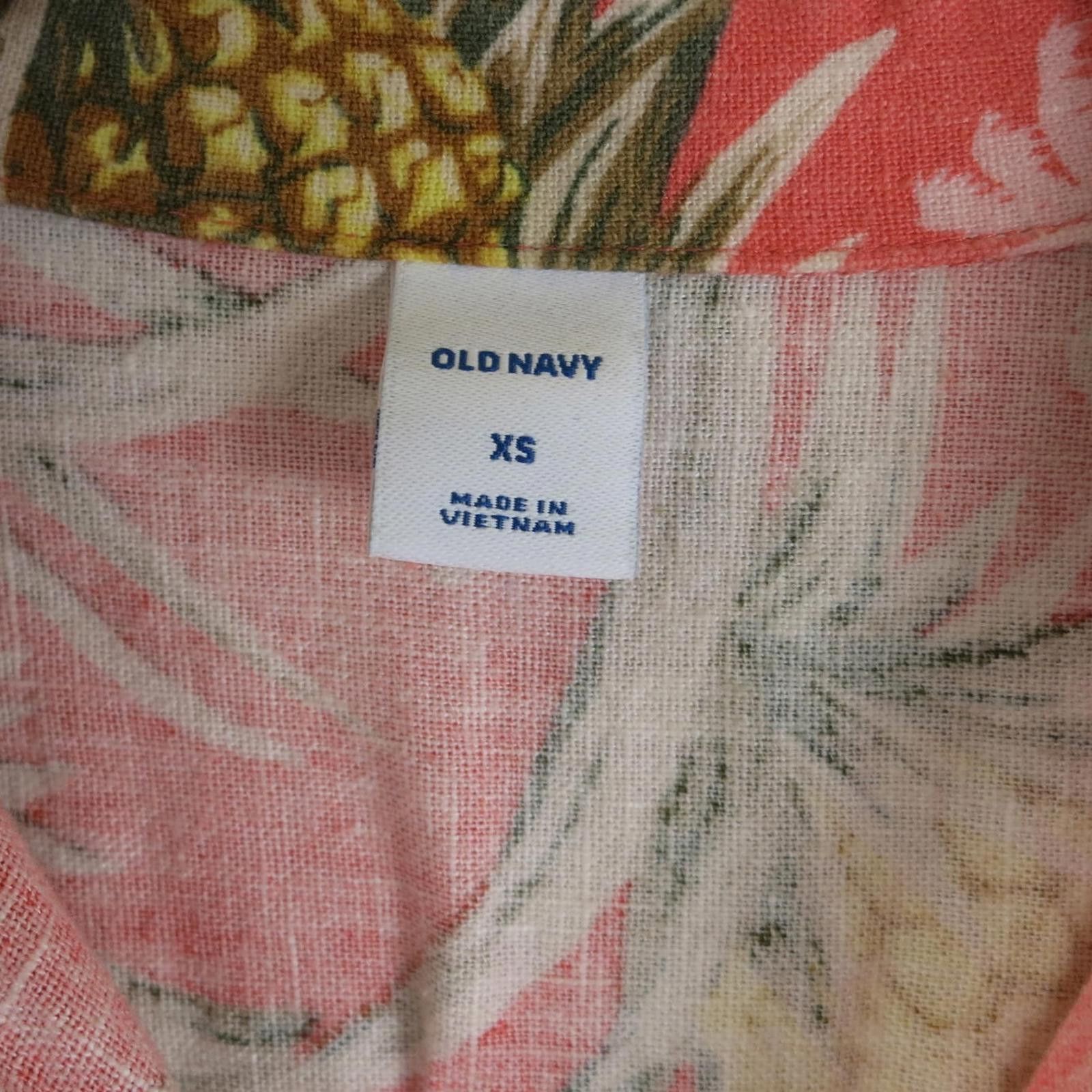 Old Navy Vintage Old Navy Coral Pineapple Print Button-Up Dress XS Size XS / US 0-2 / IT 36-38 - 2 Thumbnail