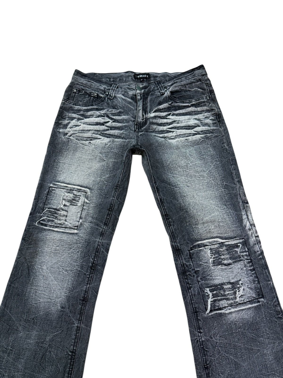 LOWBOX LOW BOX DISTRESSED PATCHWORK FLARE JEANS Size US 33 - 3 Thumbnail