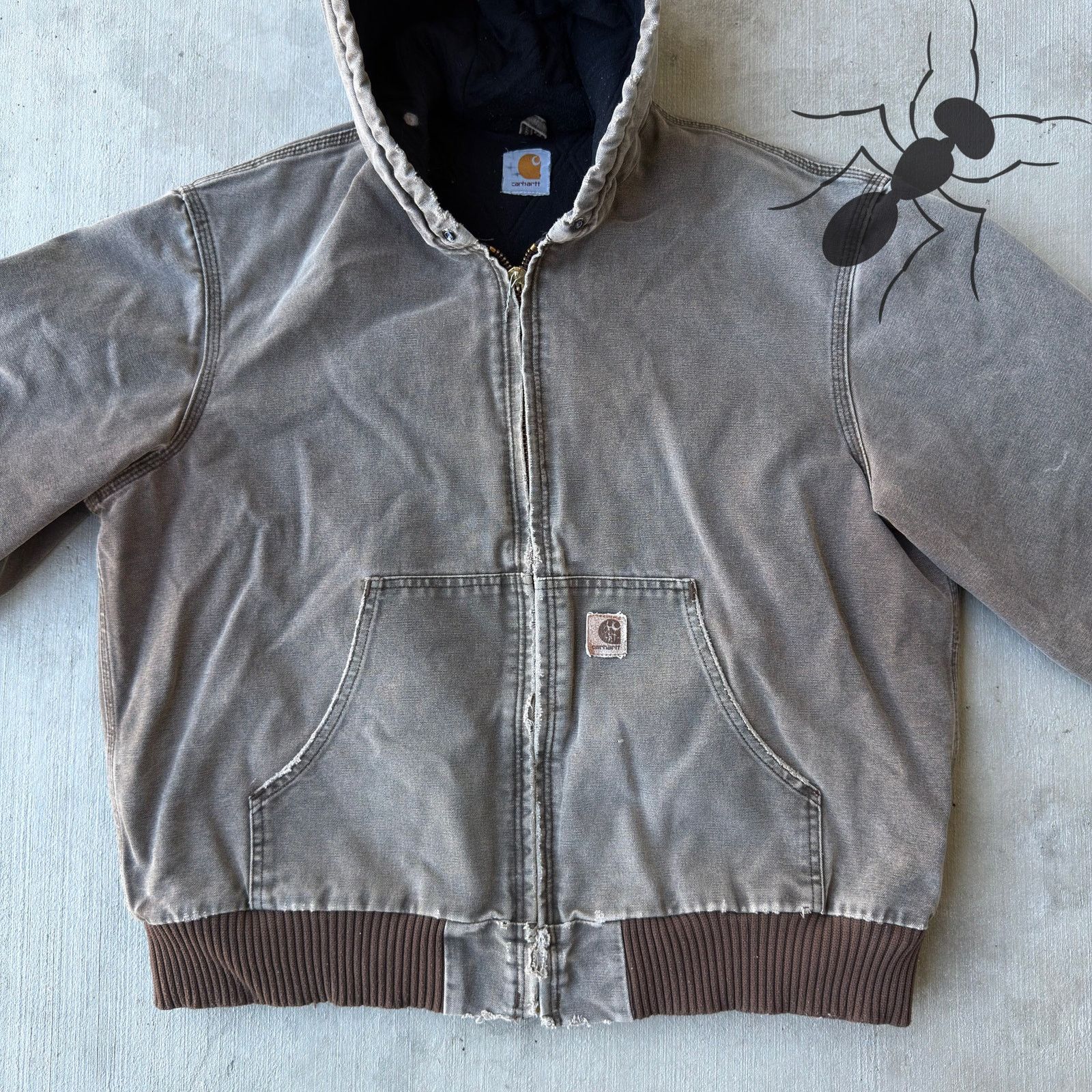 Carhartt × Vintage Carhartt faded brown hooded work wear jacket Size US L / EU 52-54 / 3 - 3 Thumbnail